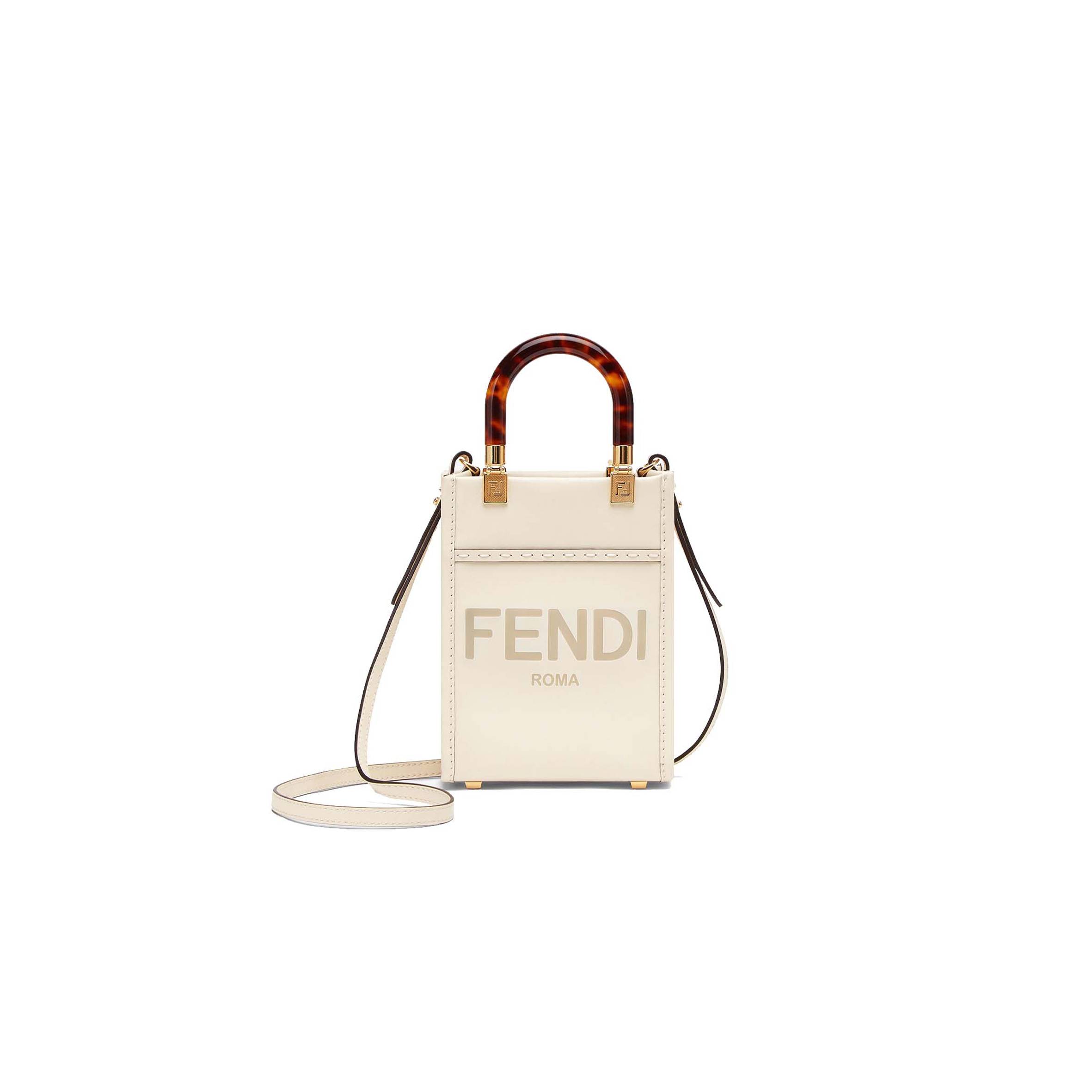 F**di mini sunshine shopper - white leather mini-bag 8bs051abvlf0k7e (18*13*6.5cm)