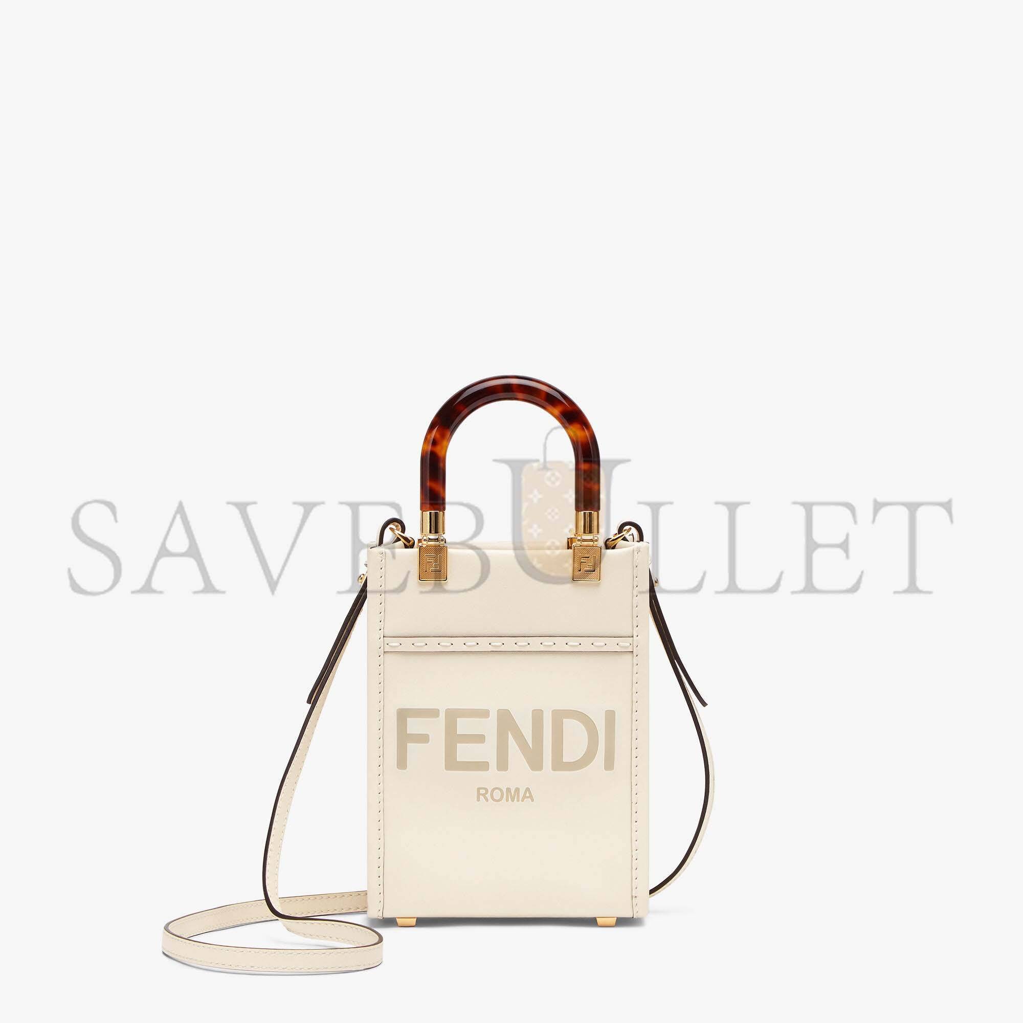 F**di mini sunshine shopper - white leather mini-bag 8bs051abvlf0k7e (18*13*6.5cm)