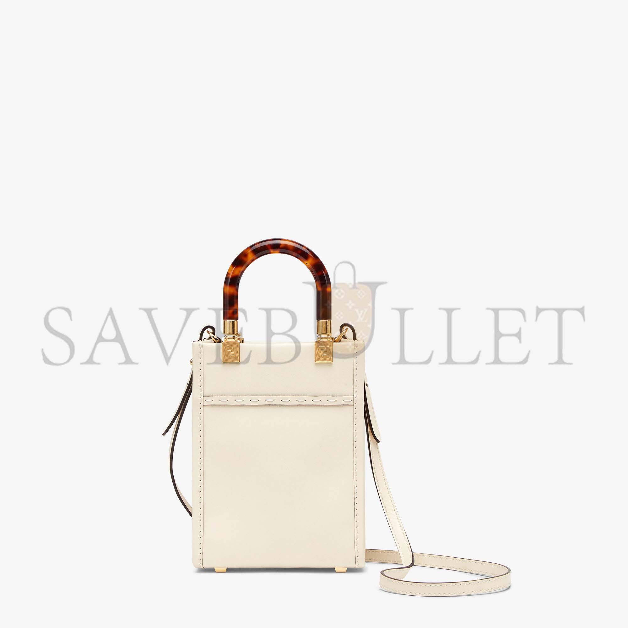 F**di mini sunshine shopper - white leather mini-bag 8bs051abvlf0k7e (18*13*6.5cm)