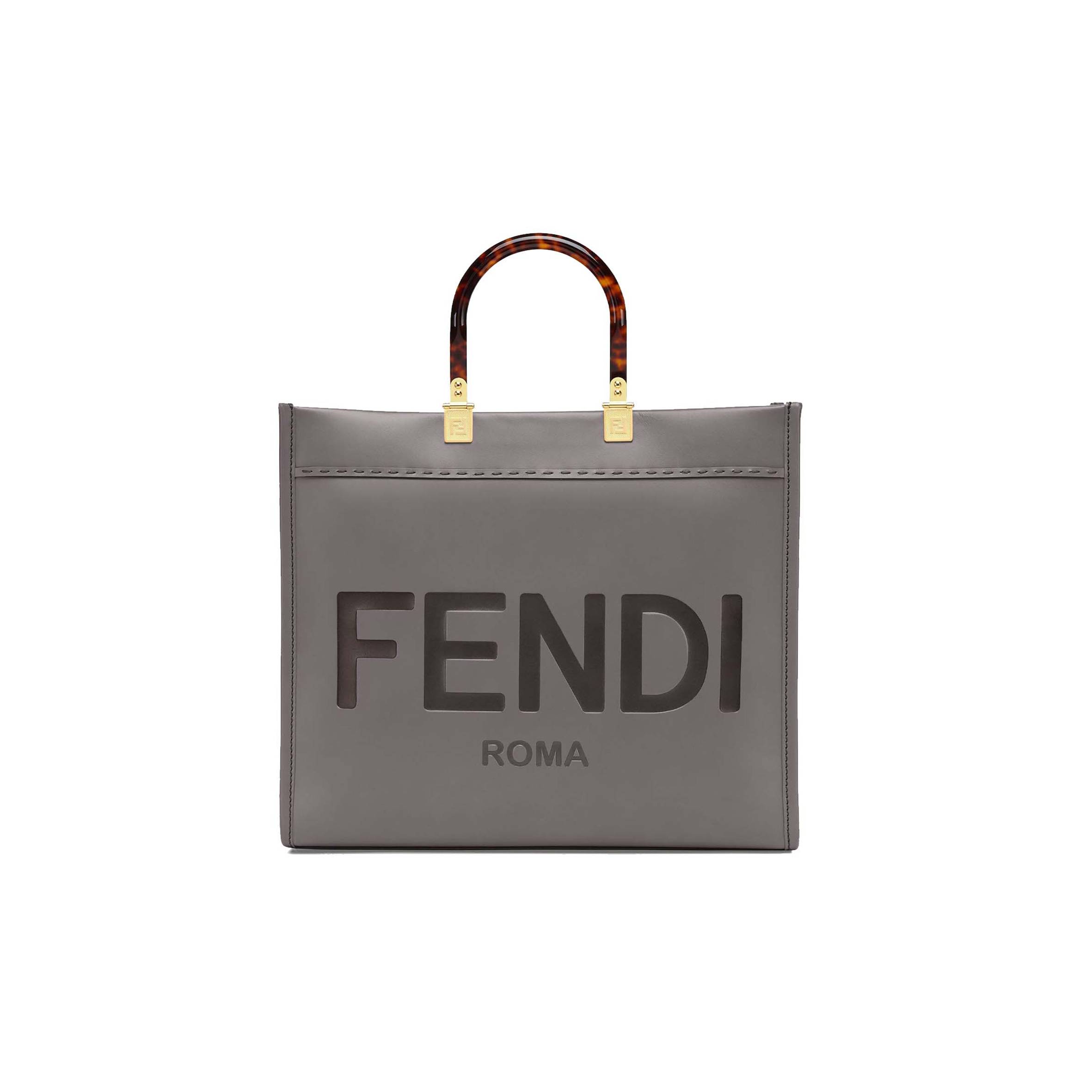 F**di sunshine medium - gray leather shopperi 8bh386abvlf1bzc (35*31*17cm)