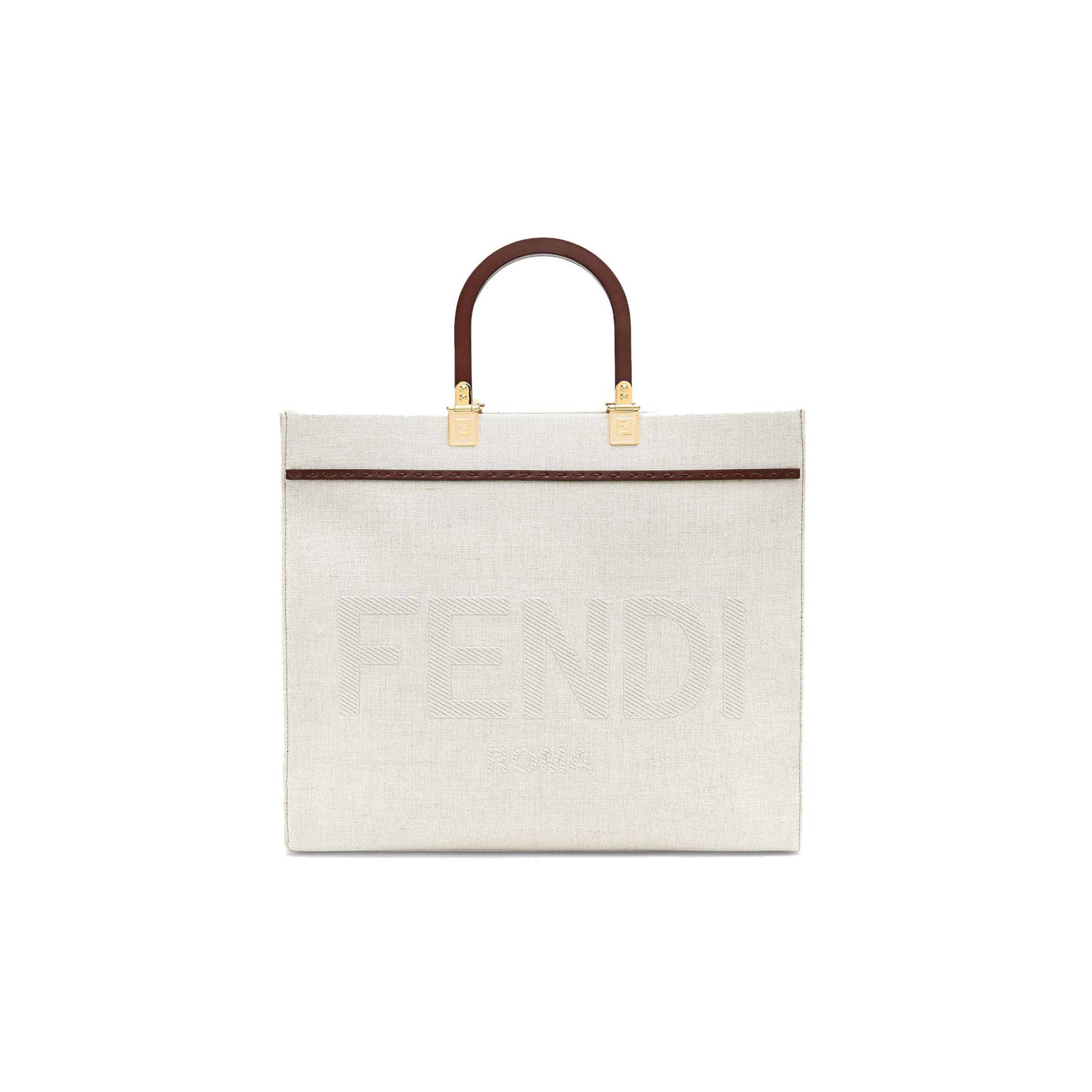 F**di sunshine medium - white canvas shopper 8bh386akbsf1hoc (35*31*17cm)