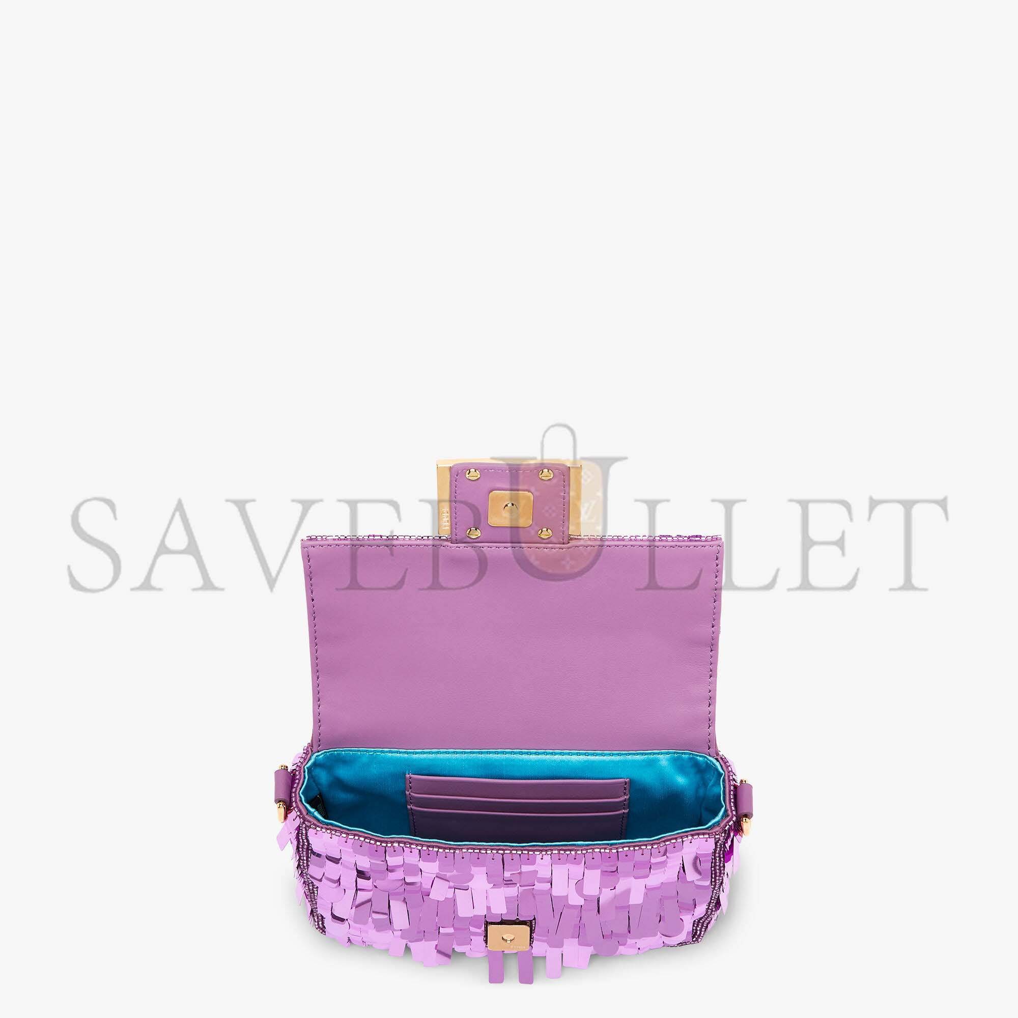 F**di baguette mini - purple sequin and leather bag 8bs017amp0f1jco (20*13*5cm)