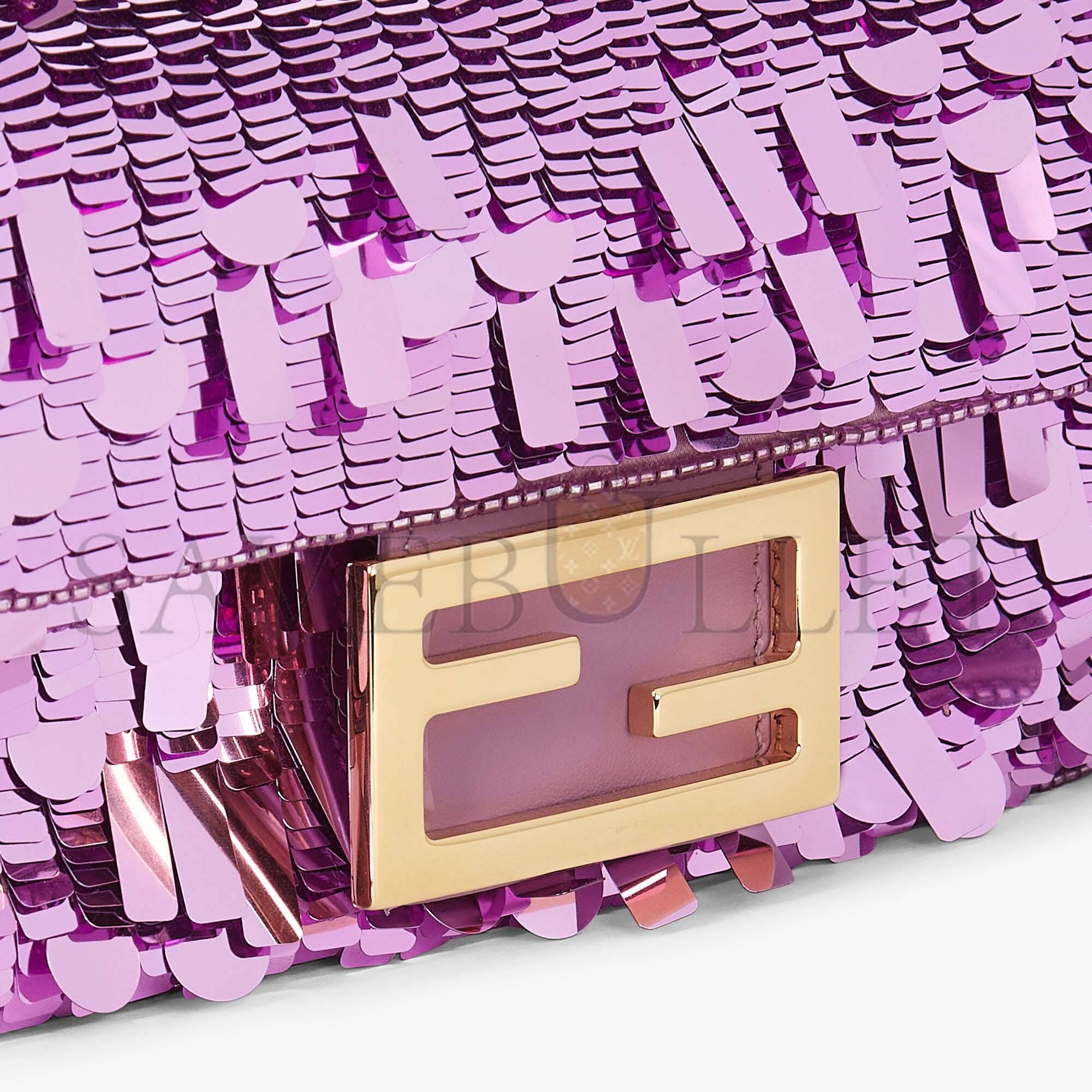 F**di baguette mini - purple sequin and leather bag 8bs017amp0f1jco (20*13*5cm)