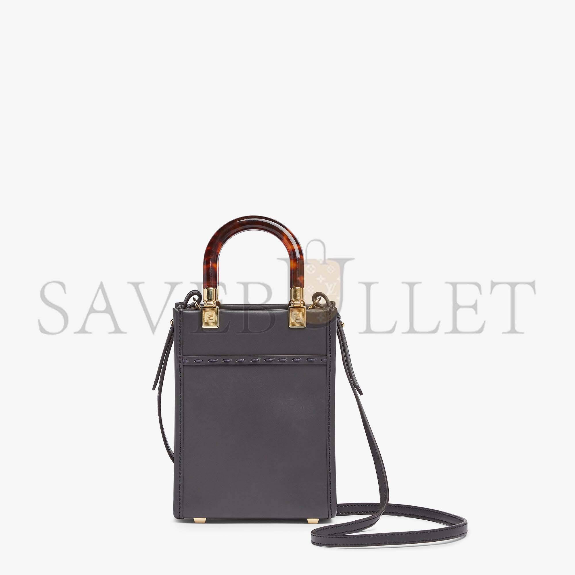 F**di mini sunshine shopper - dark gray leather and elaphe mini-bag 8bs051ahn5f1dmk (18*13*6.5cm)