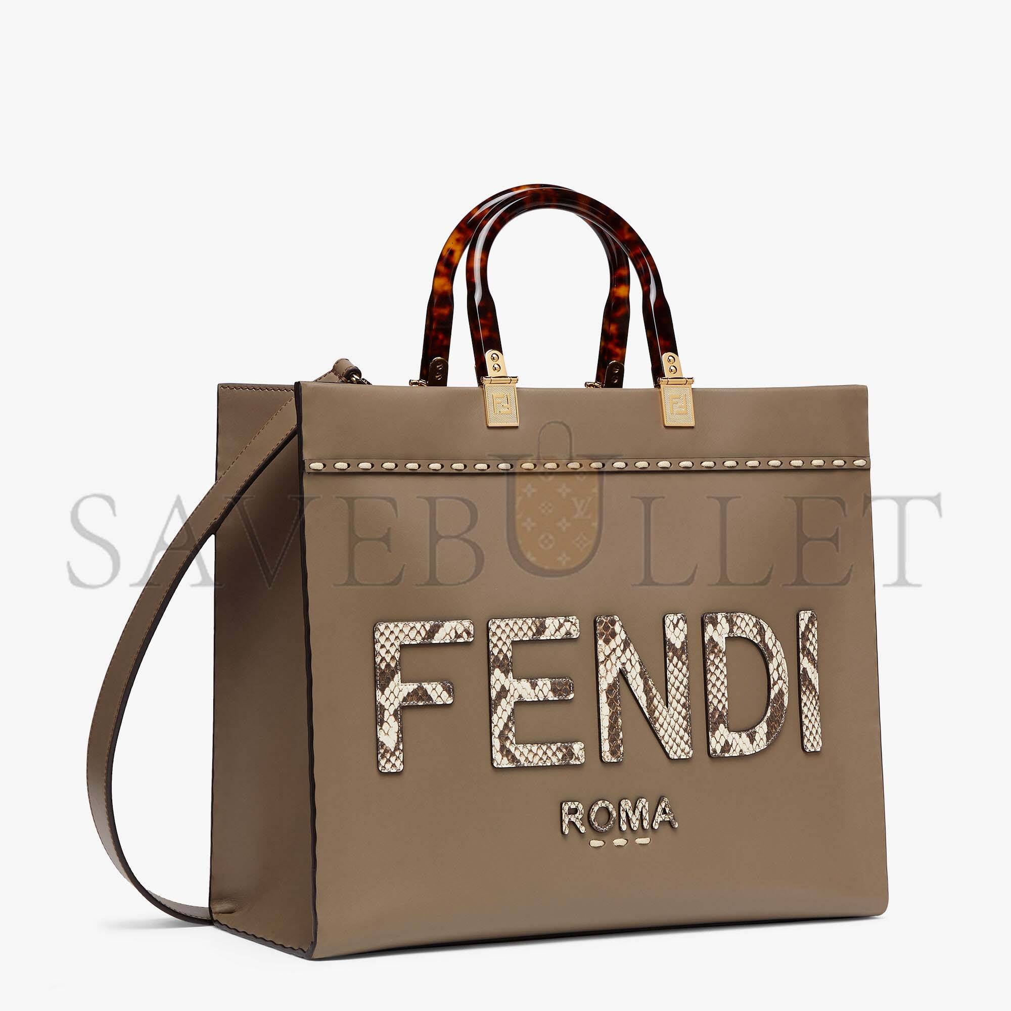 F**di sunshine medium - gray leather and elaphe shopper 8bh386ahn5f1fen (35*31*17cm)