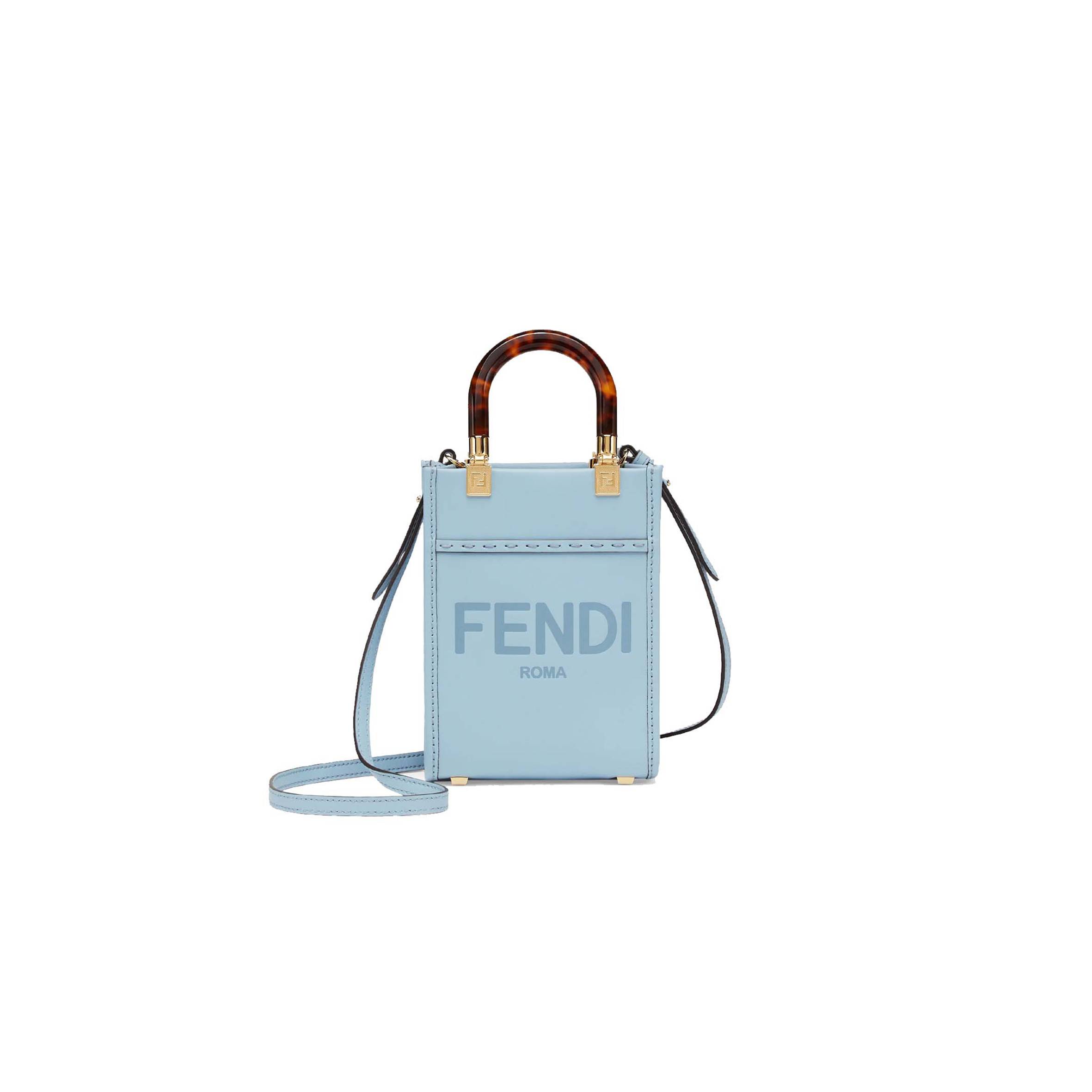 F**di mini sunshine shopper - light blue leather mini bag 8bs051abvlf1993 (18*13*6.5cm)