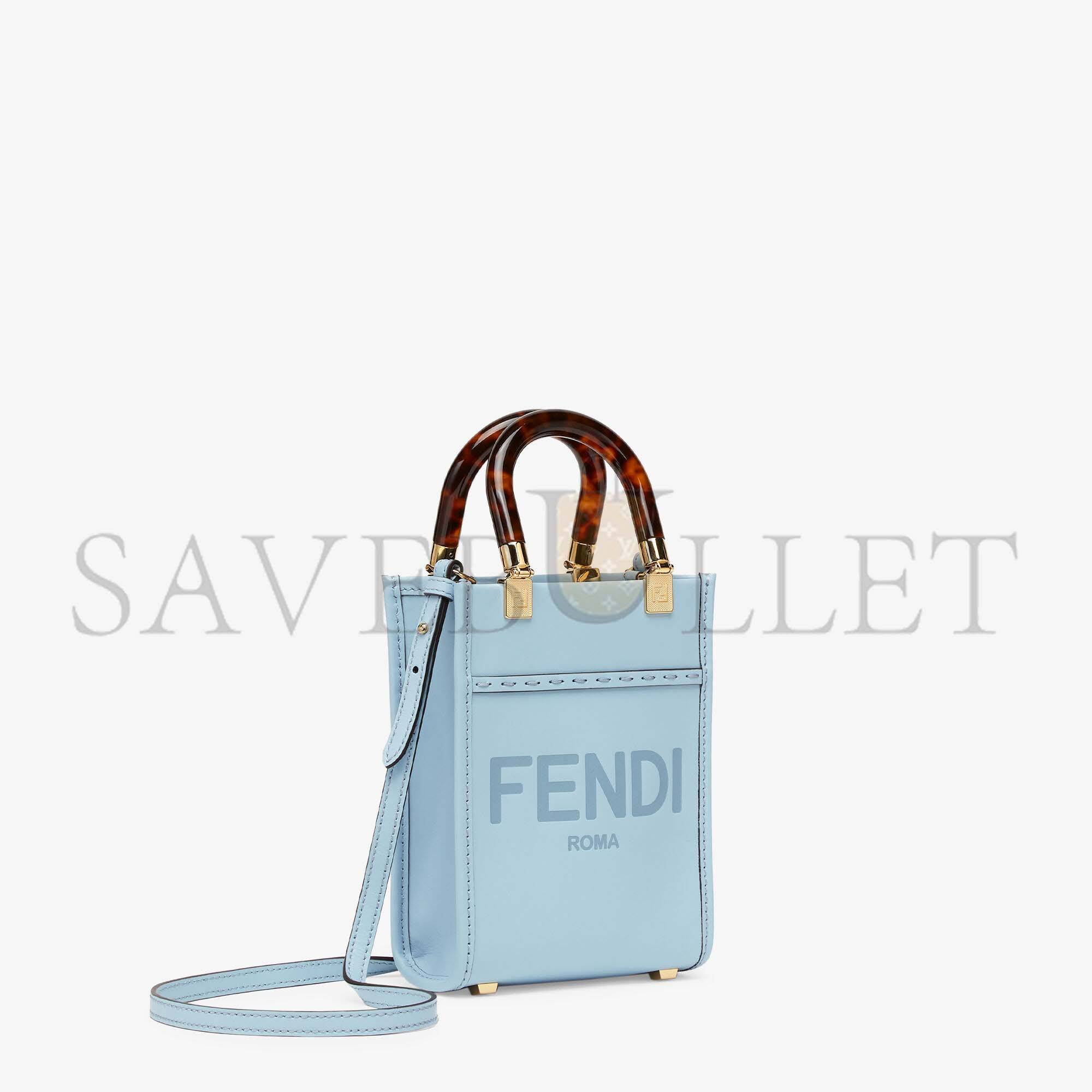 F**di mini sunshine shopper - light blue leather mini bag 8bs051abvlf1993 (18*13*6.5cm)