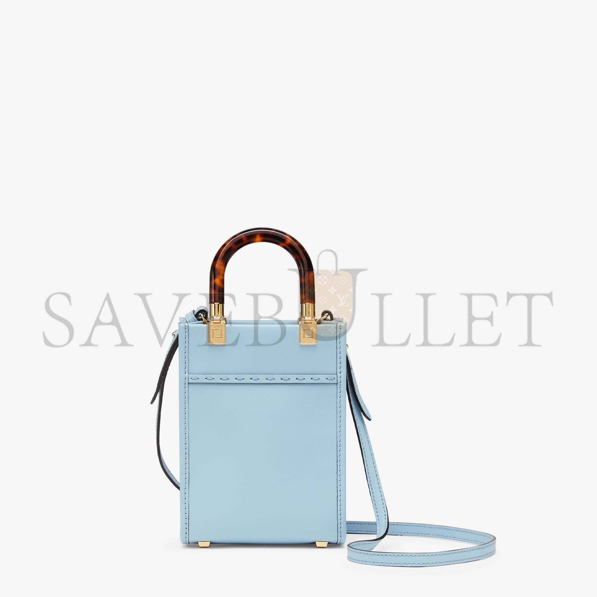 F**di mini sunshine shopper - light blue leather mini bag 8bs051abvlf1993 (18*13*6.5cm)