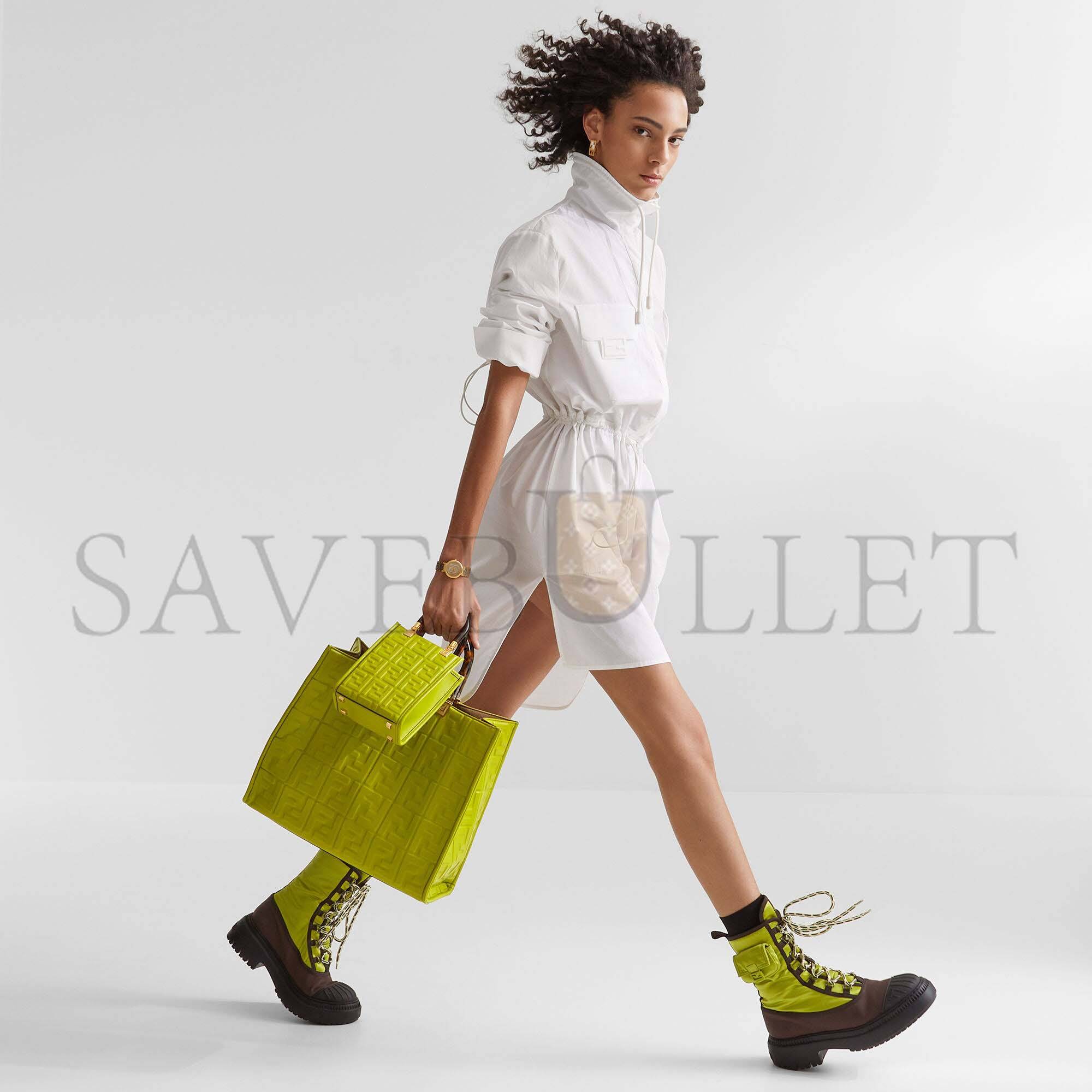 F**di mini sunshine shopper - acid green leather mini-bag 8bs051amcif1jcp (18*13*6.5cm)