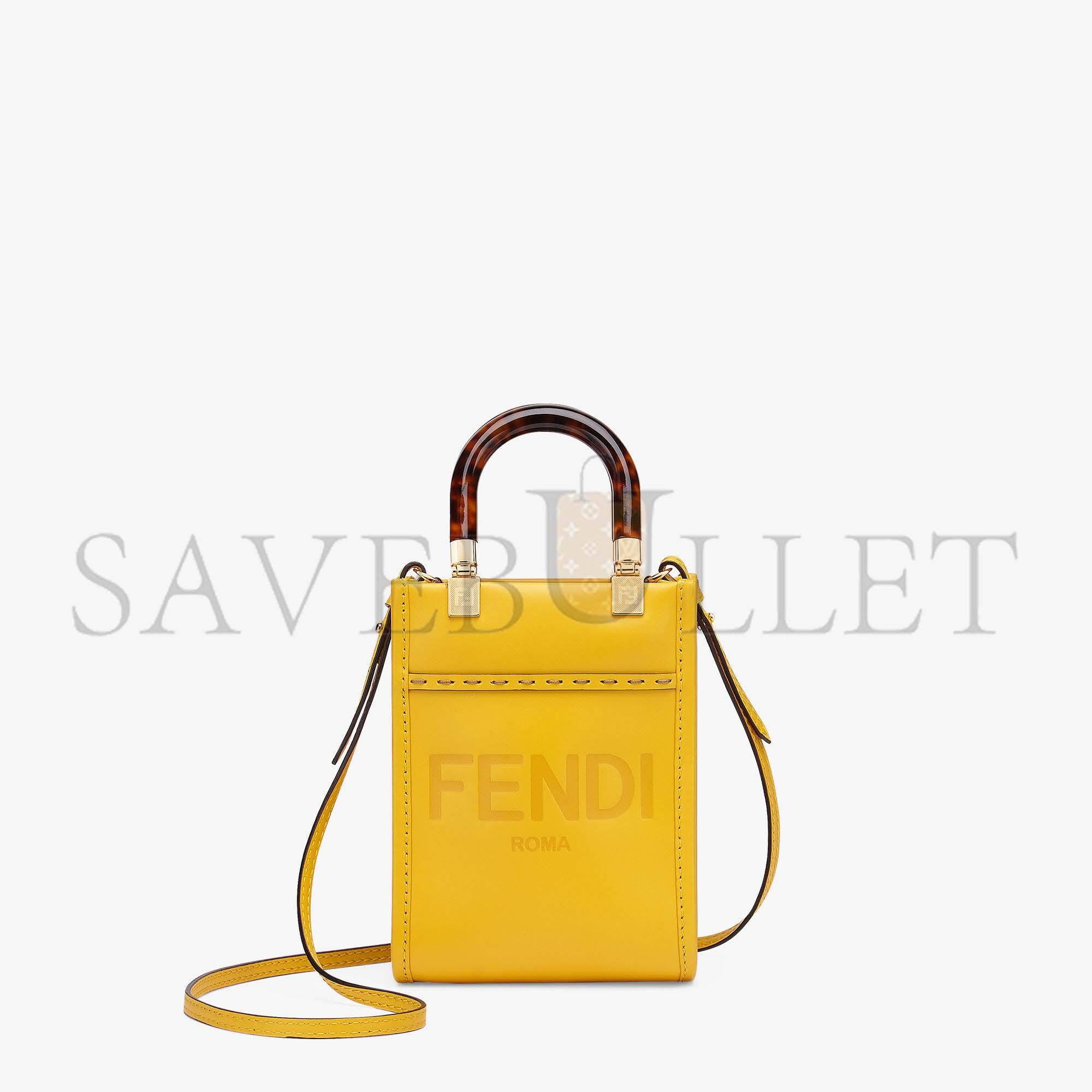 F**di mini sunshine shopper - yellow leather mini-bag 8bs051abvlf192e (18*13*6.5cm)