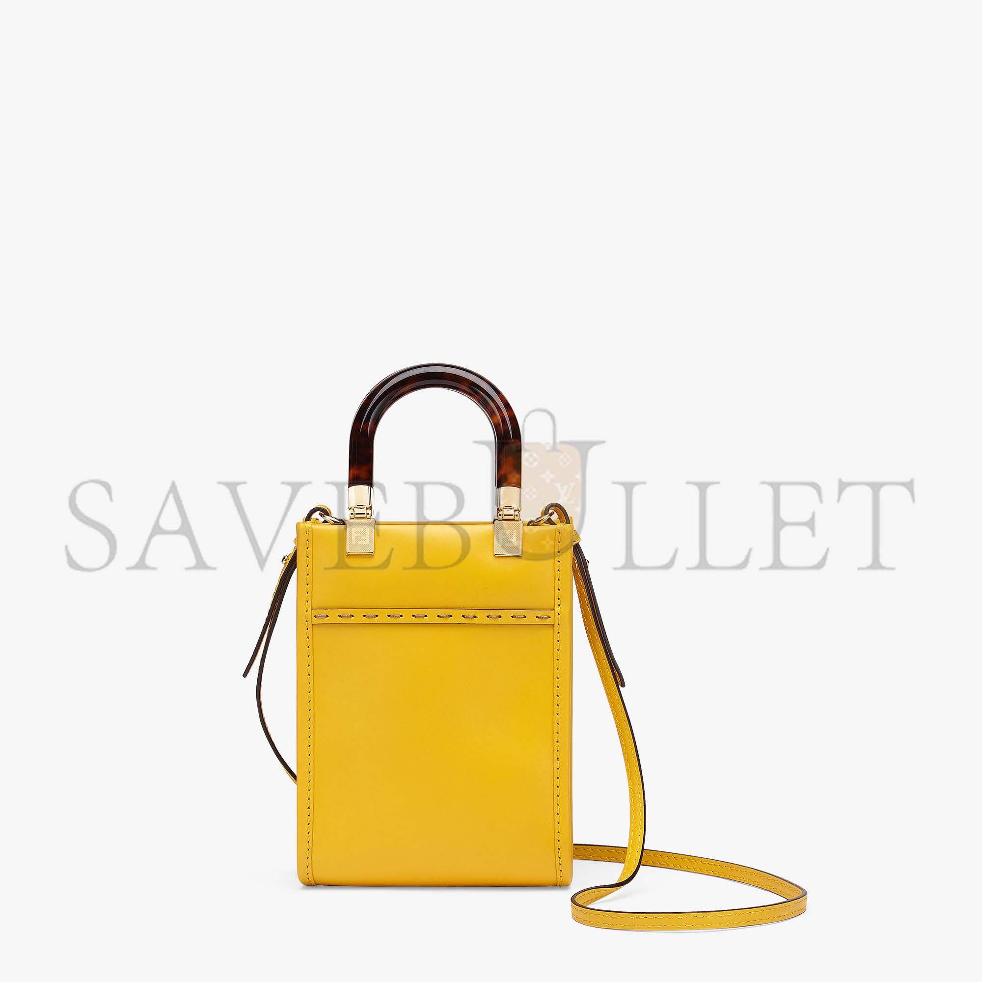 F**di mini sunshine shopper - yellow leather mini-bag 8bs051abvlf192e (18*13*6.5cm)