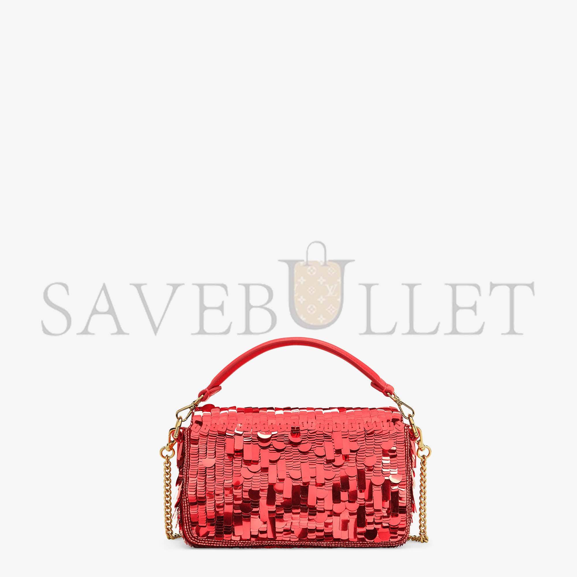 F**di baguette mini - dark red sequin and leather bag 8bs017amp0f0v3l (20*13*5cm)