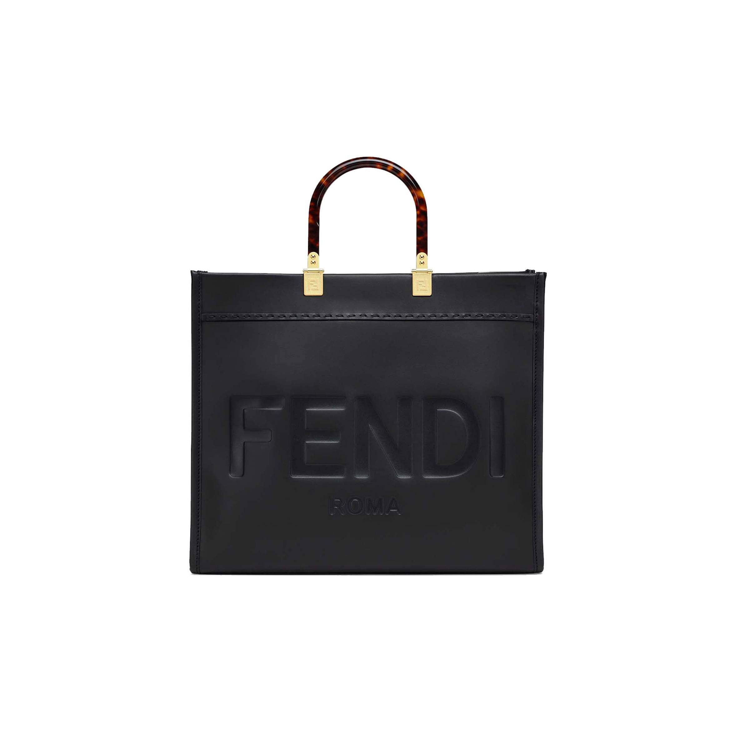 F**di sunshine medium - black leather shopper 8bh386abvlf0kur (35*31*17cm)