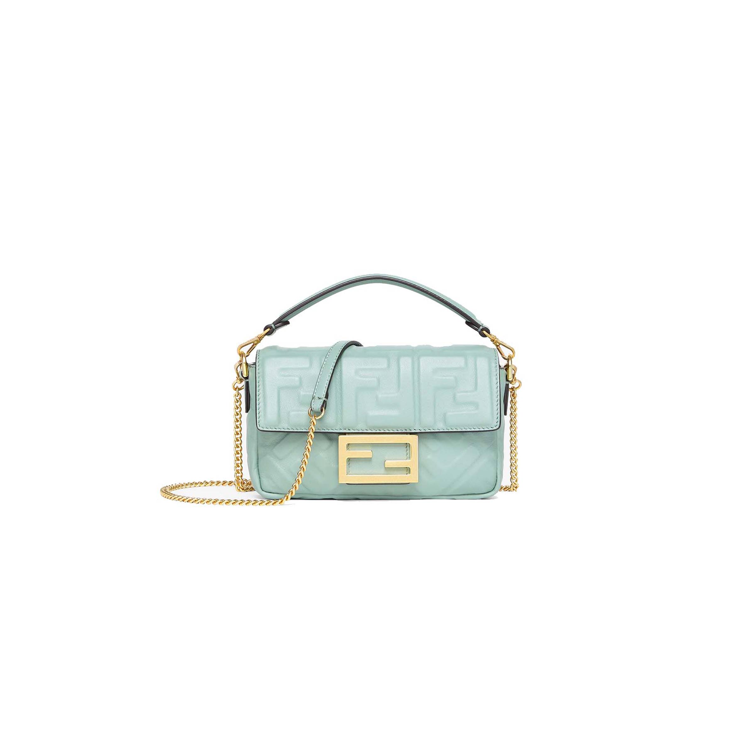 F**di baguette mini - mint green nappa leather bag 8bs017a72vf1iv6 (19*11.5*4cm)