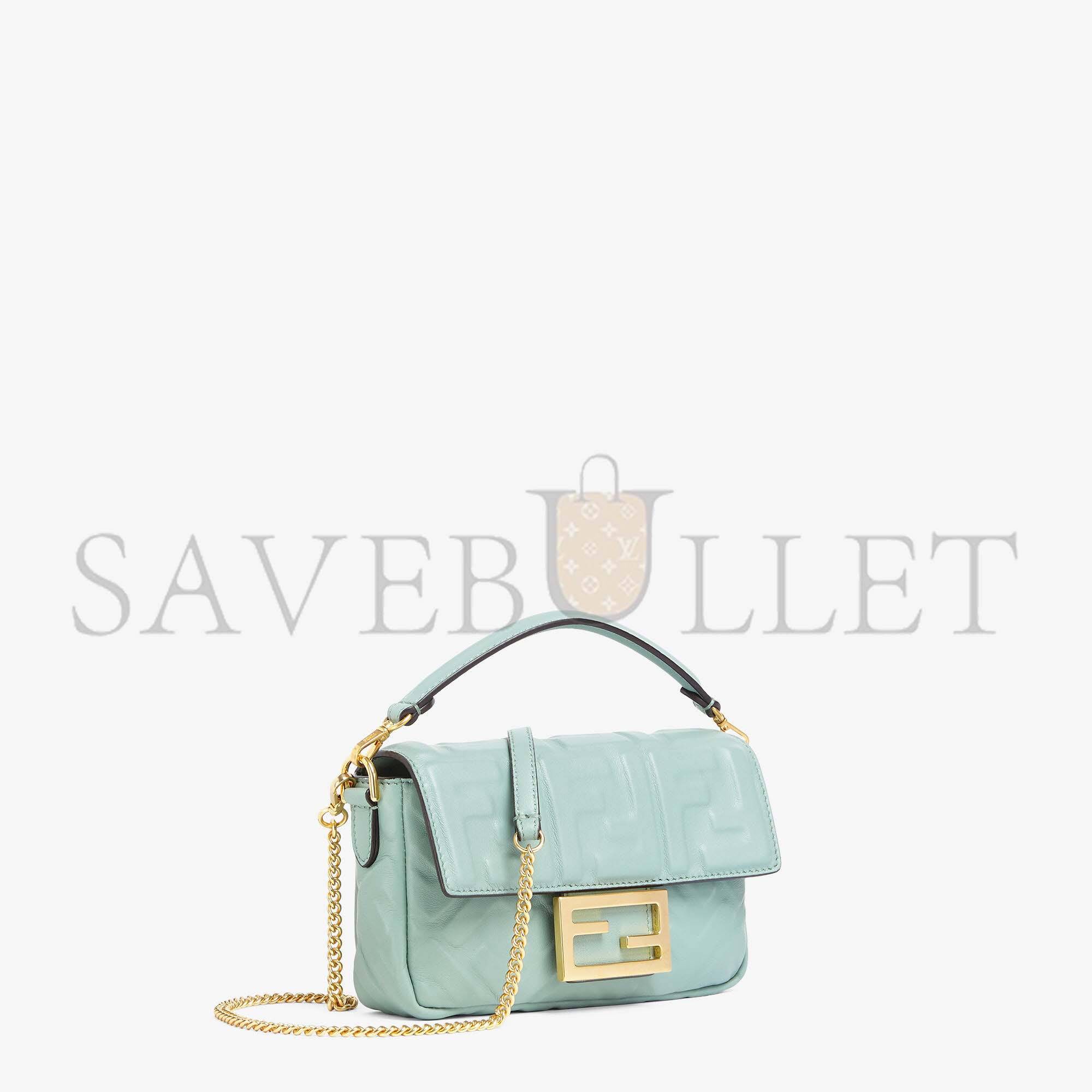 F**di baguette mini - mint green nappa leather bag 8bs017a72vf1iv6 (19*11.5*4cm)