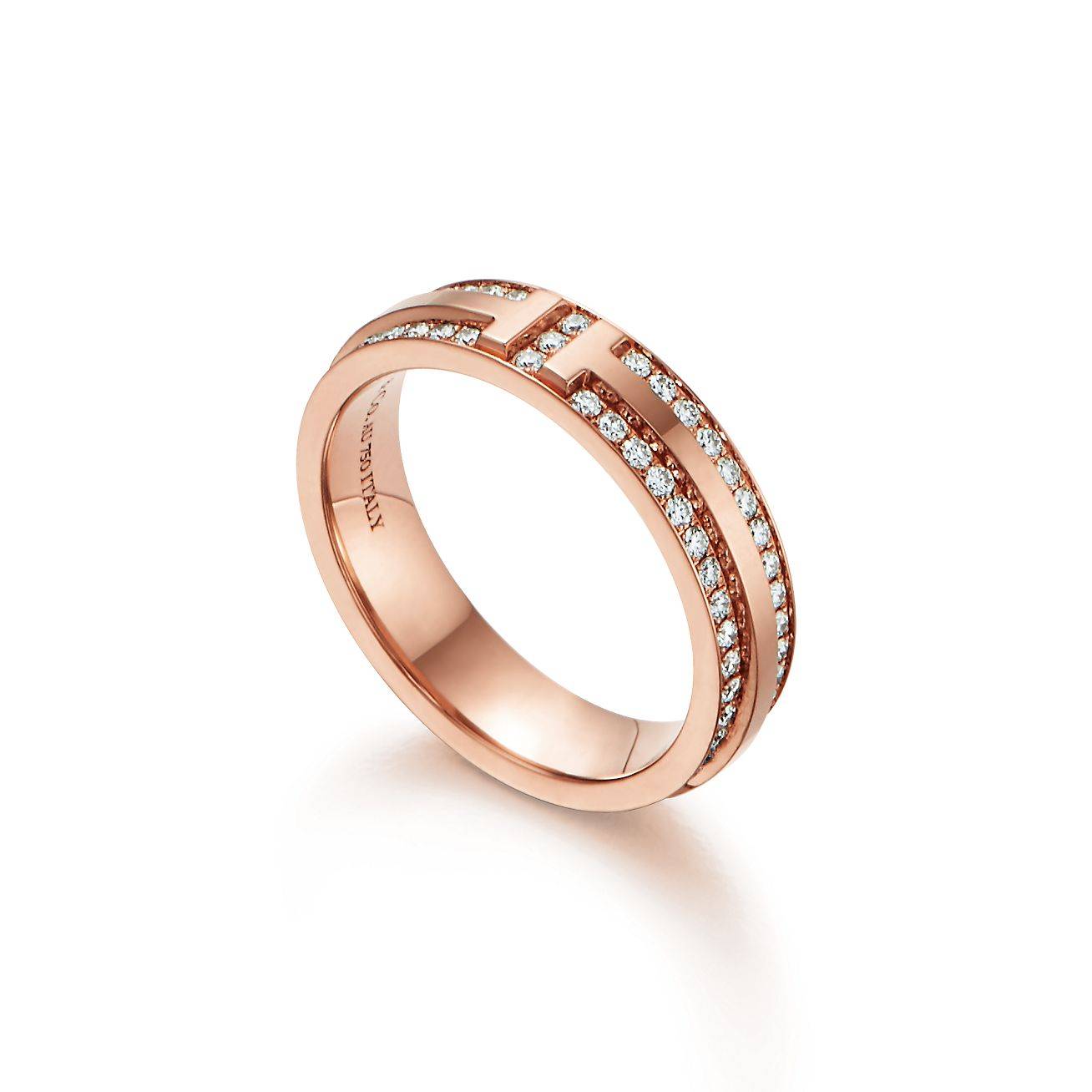 T*f*ny t narrow pavé diamond ring in 18k rose gold