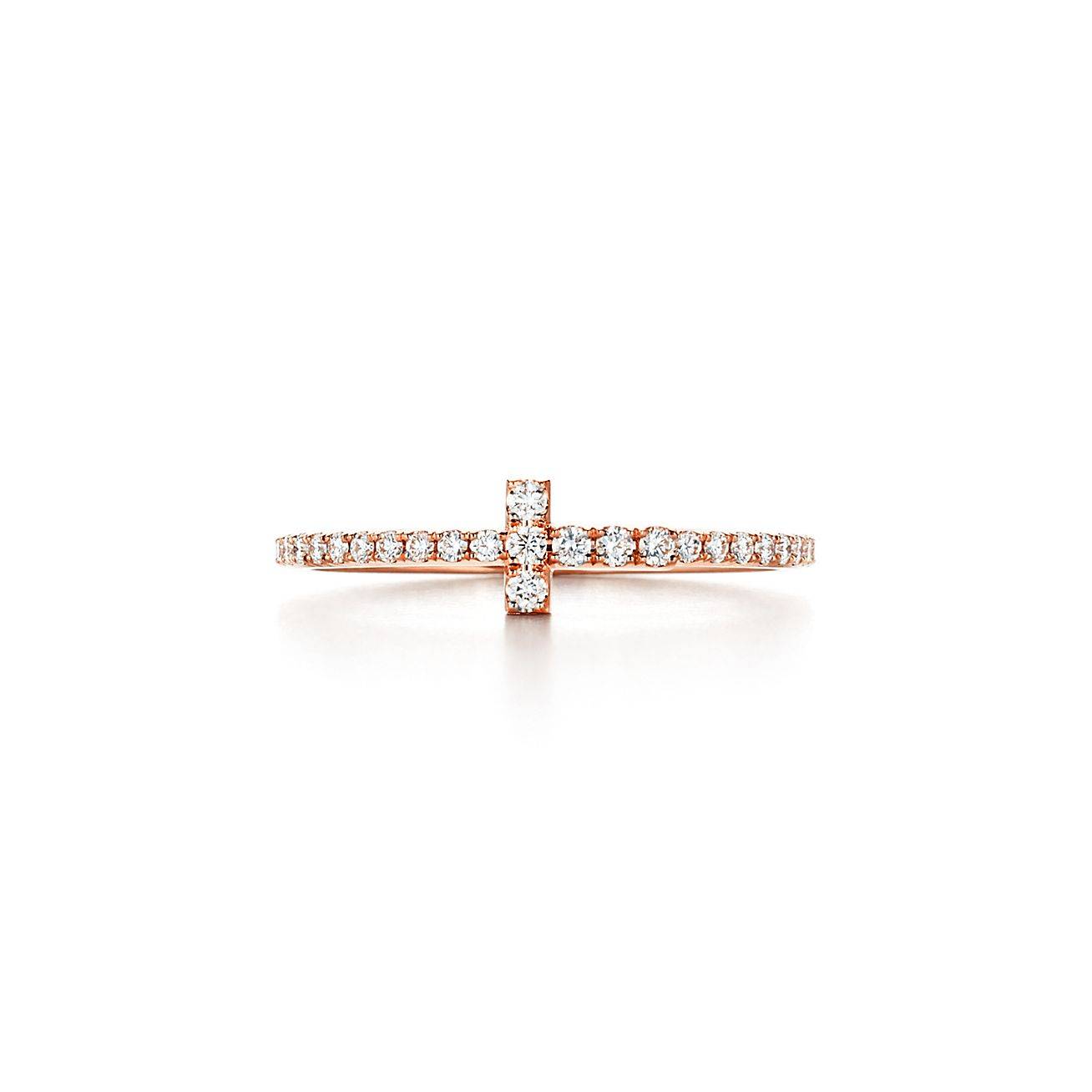 T*f*ny t diamond wire band ring in 18k rose gold