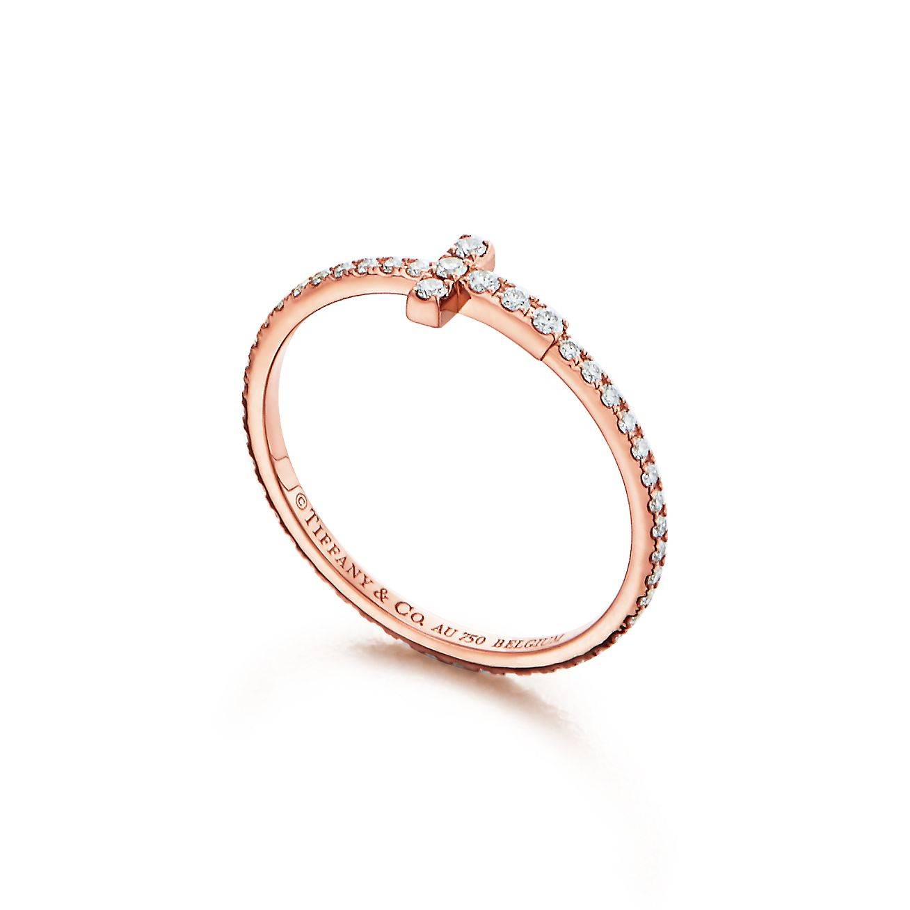 T*f*ny t diamond wire band ring in 18k rose gold