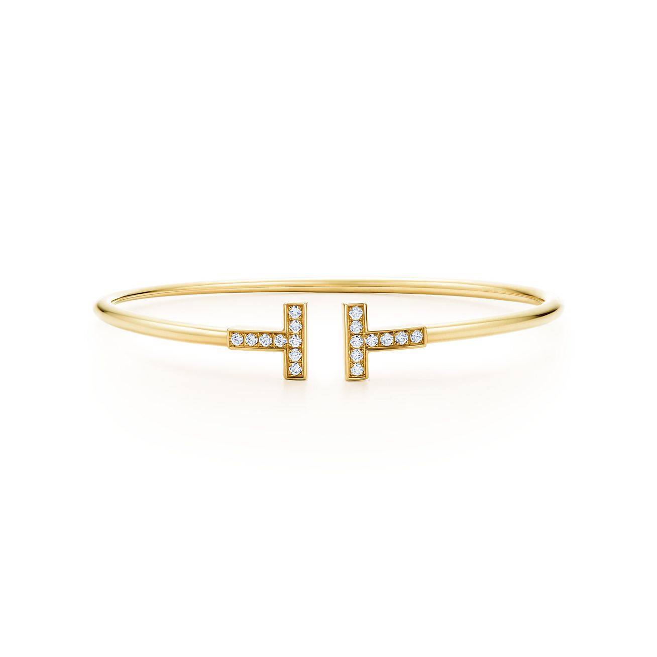 Tiffany T Diamond Wire Bracelet in 18k Gold