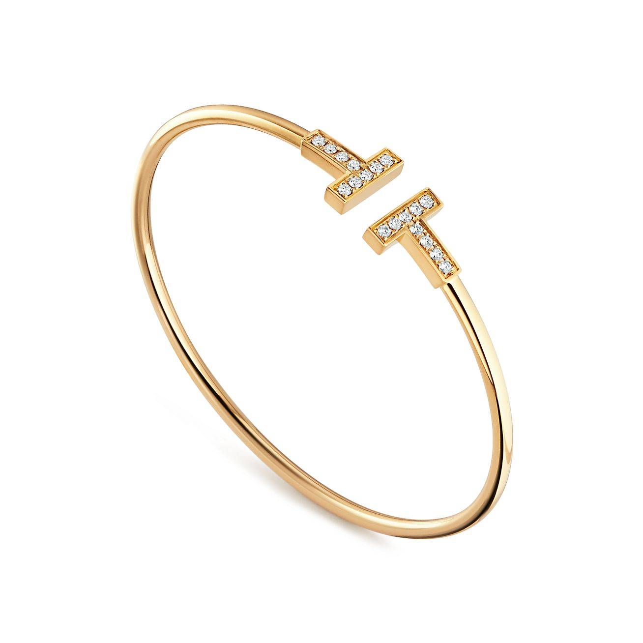 T*f*ny t diamond wire bracelet in 18k gold