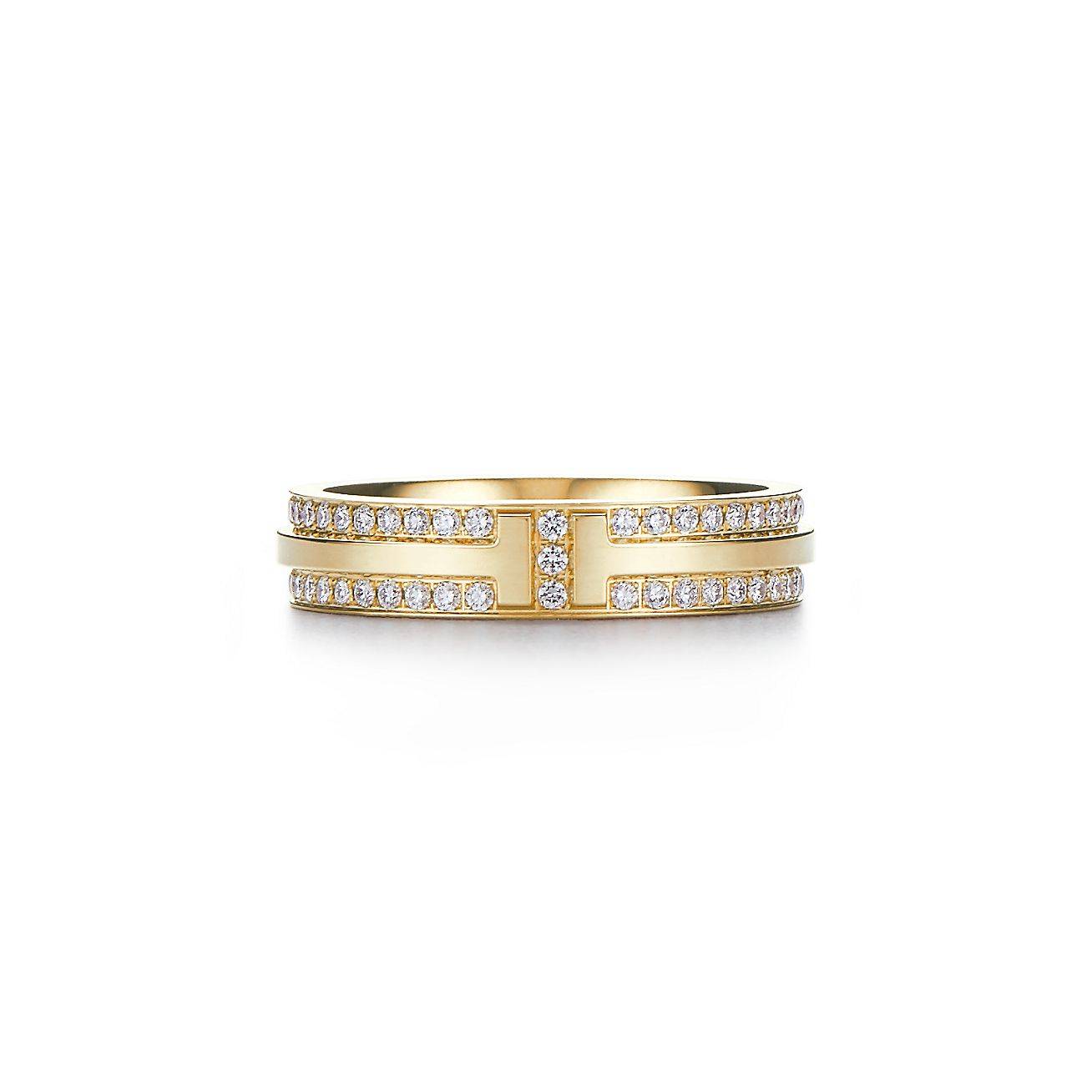 T*f*ny t narrow pavé diamond ring in 18k gold