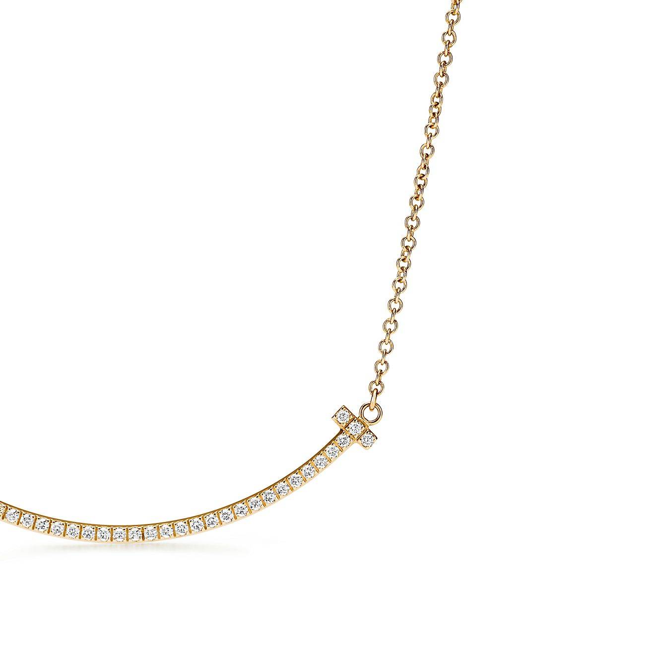 T*f*ny t smile pendant in yellow gold with diamonds, small