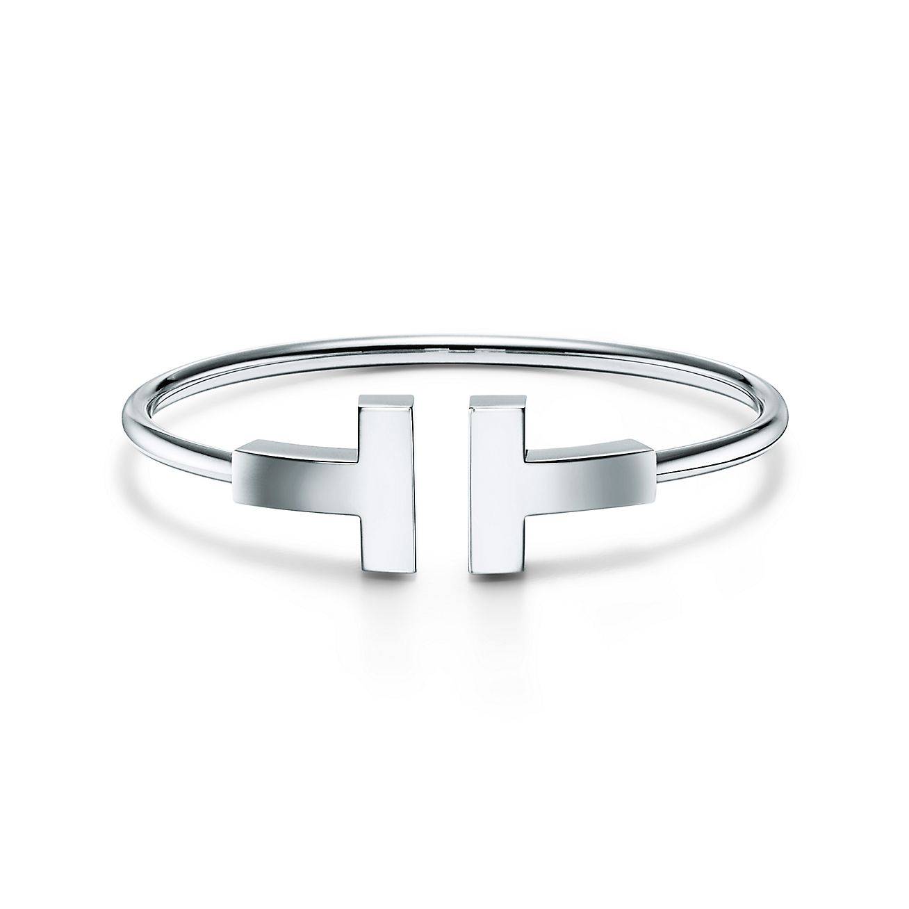 T*f*ny t wide wire bracelet in 18k white gold