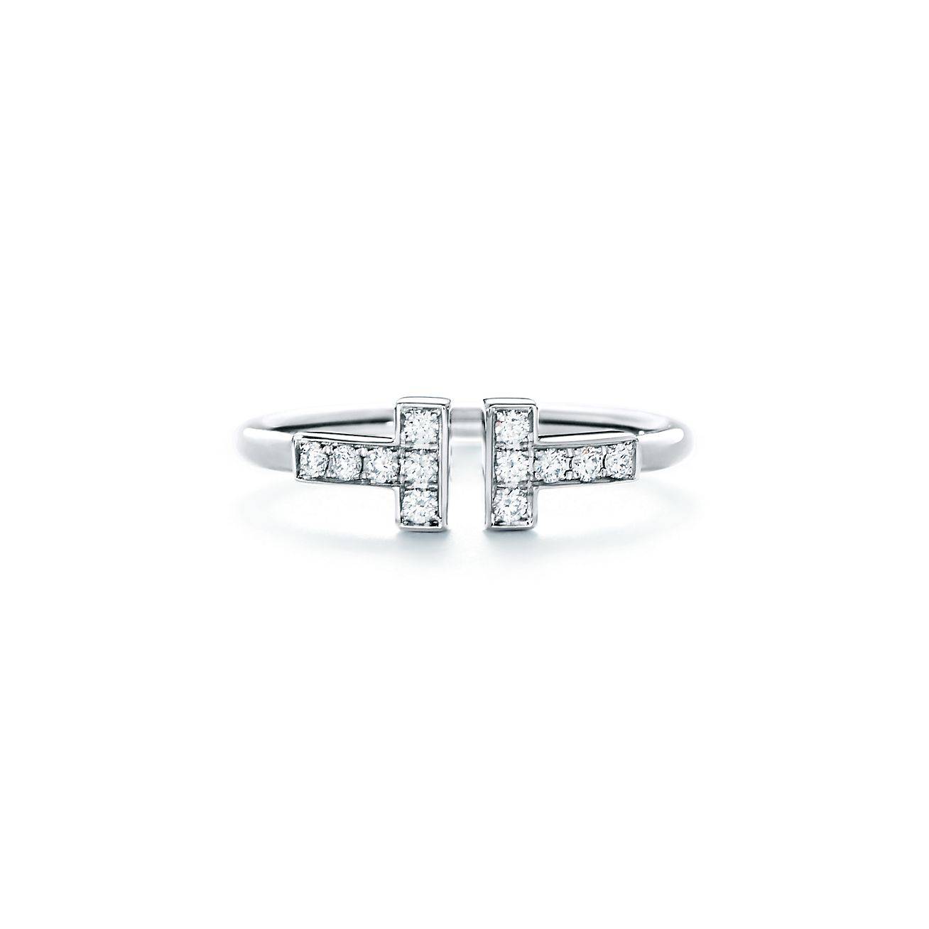 T*f*ny t diamond wire ring in 18k white gold