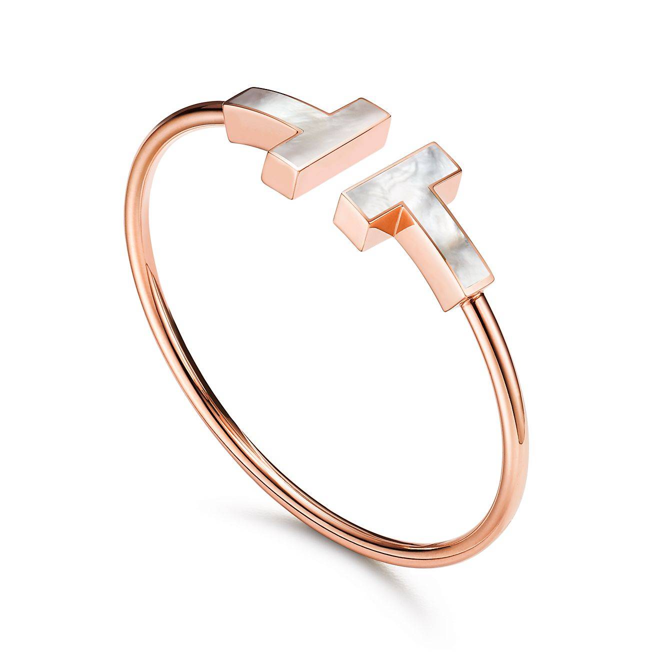 T*f*ny t wire bracelet in rose gold with mother-of-pearl, wide