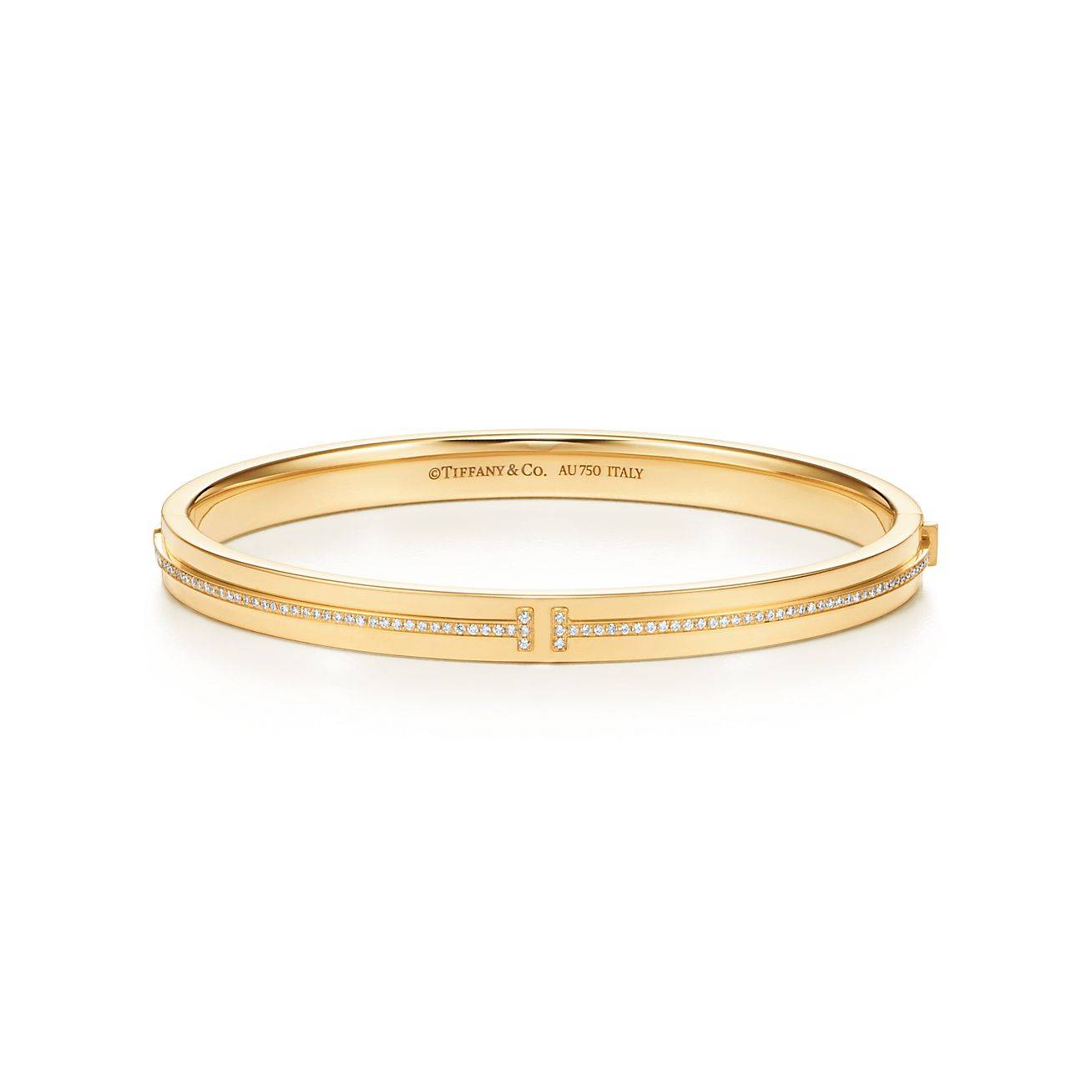 T*f*ny t diamond hinged bangle in 18k gold