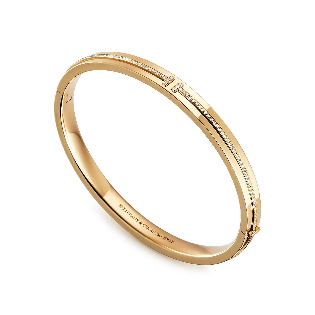 T*f*ny t diamond hinged bangle in 18k gold