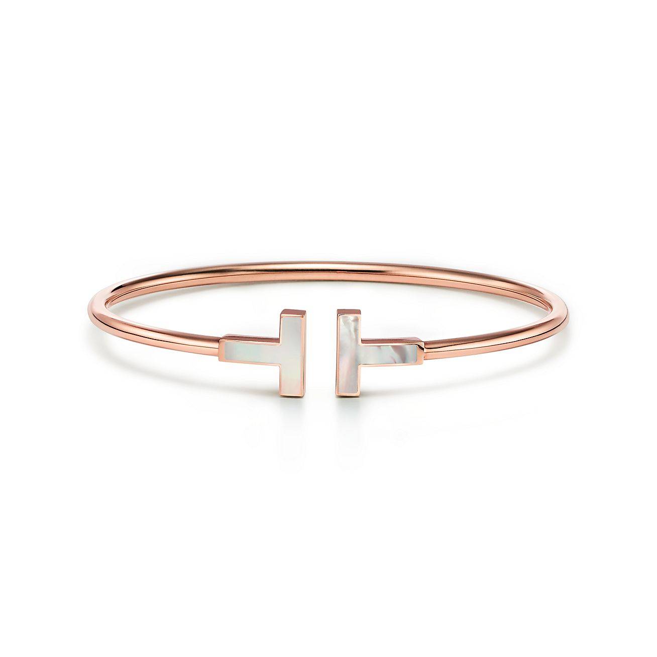 T*f*ny t wire bracelet in rose gold with mother-of-pearl