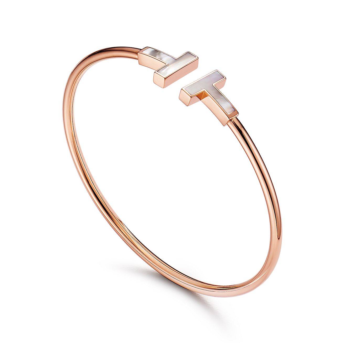 T*f*ny t wire bracelet in rose gold with mother-of-pearl