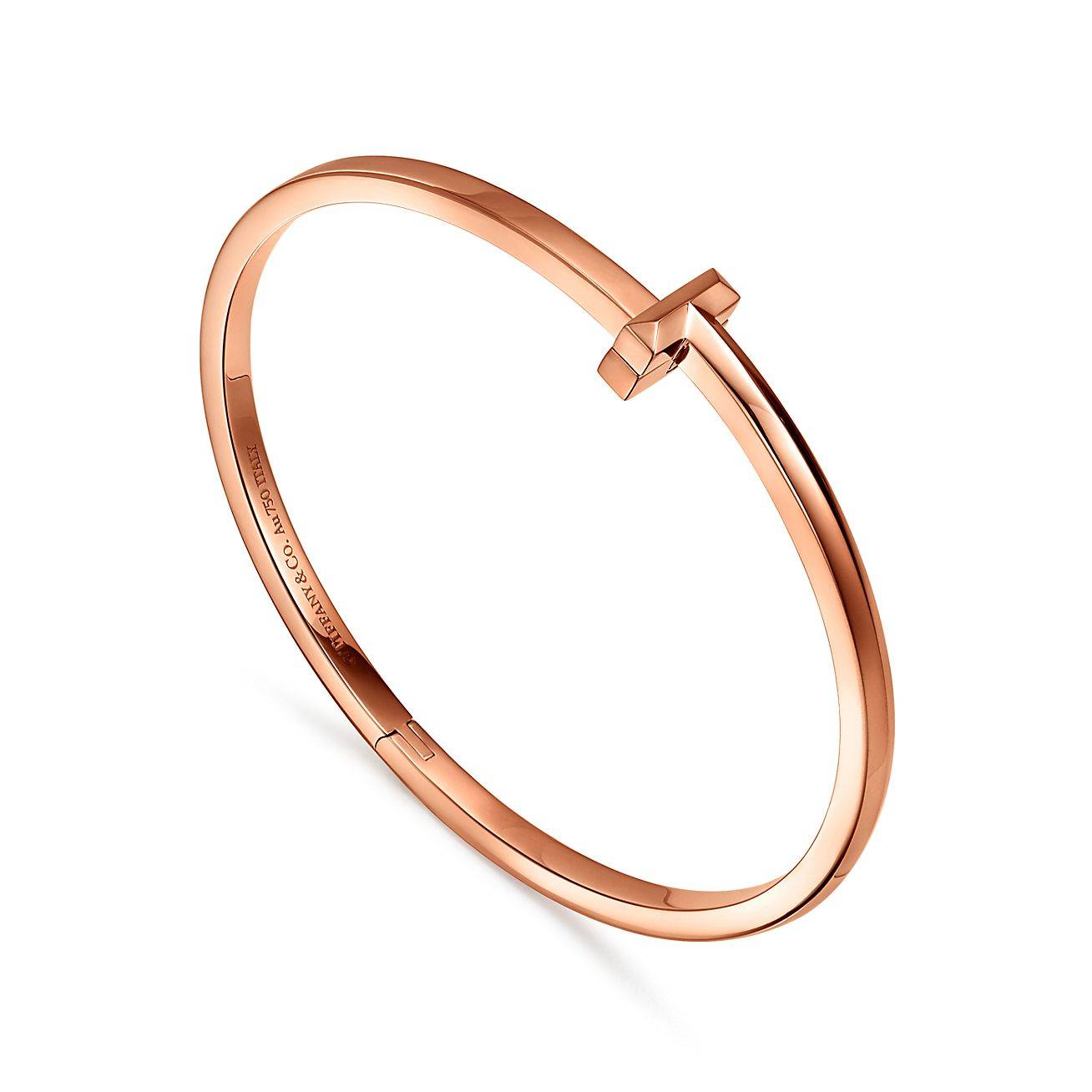 T*f*ny t t1 hinged bangle in rose gold, narrow