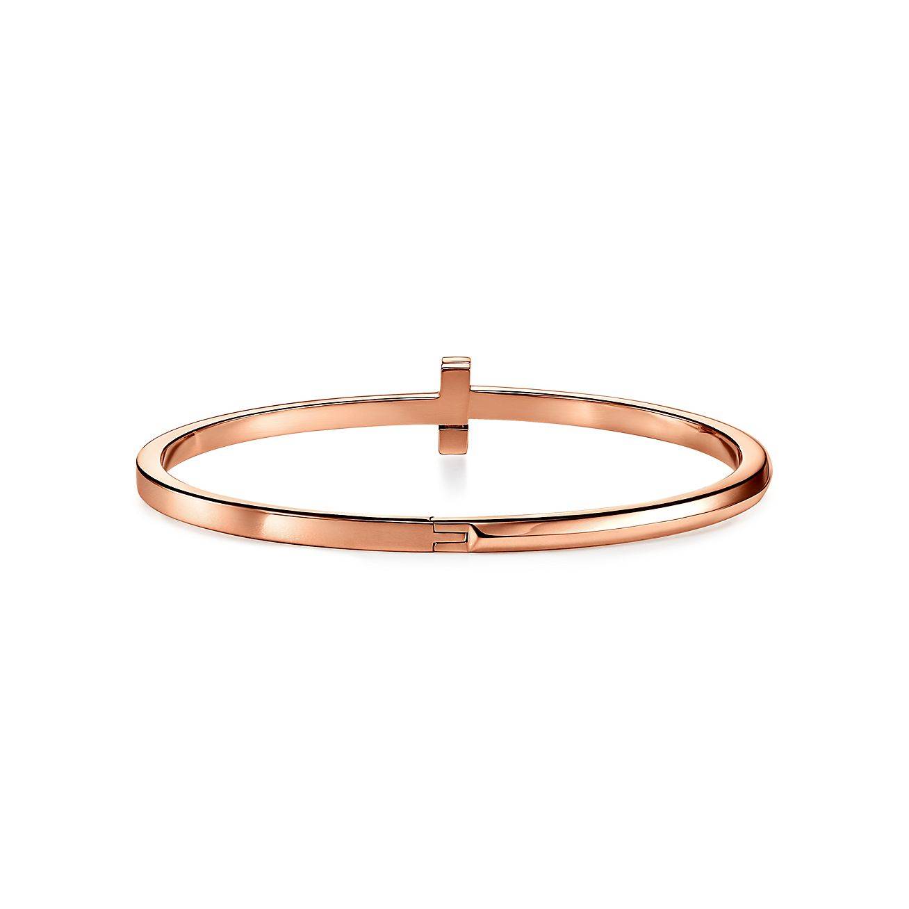 T*f*ny t t1 hinged bangle in rose gold, narrow