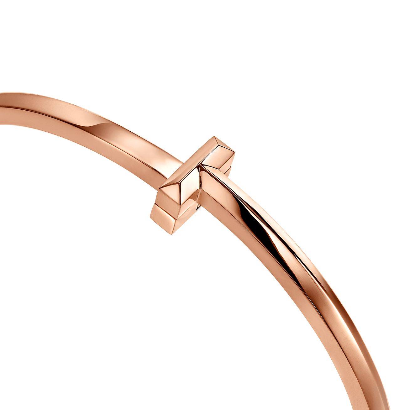 T*f*ny t t1 hinged bangle in rose gold, narrow