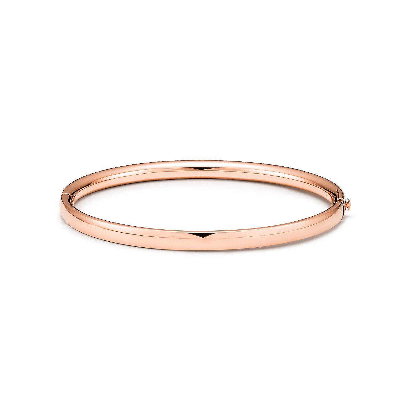 T*f*ny metro three-row hinged bangle in rose gold with diamonds