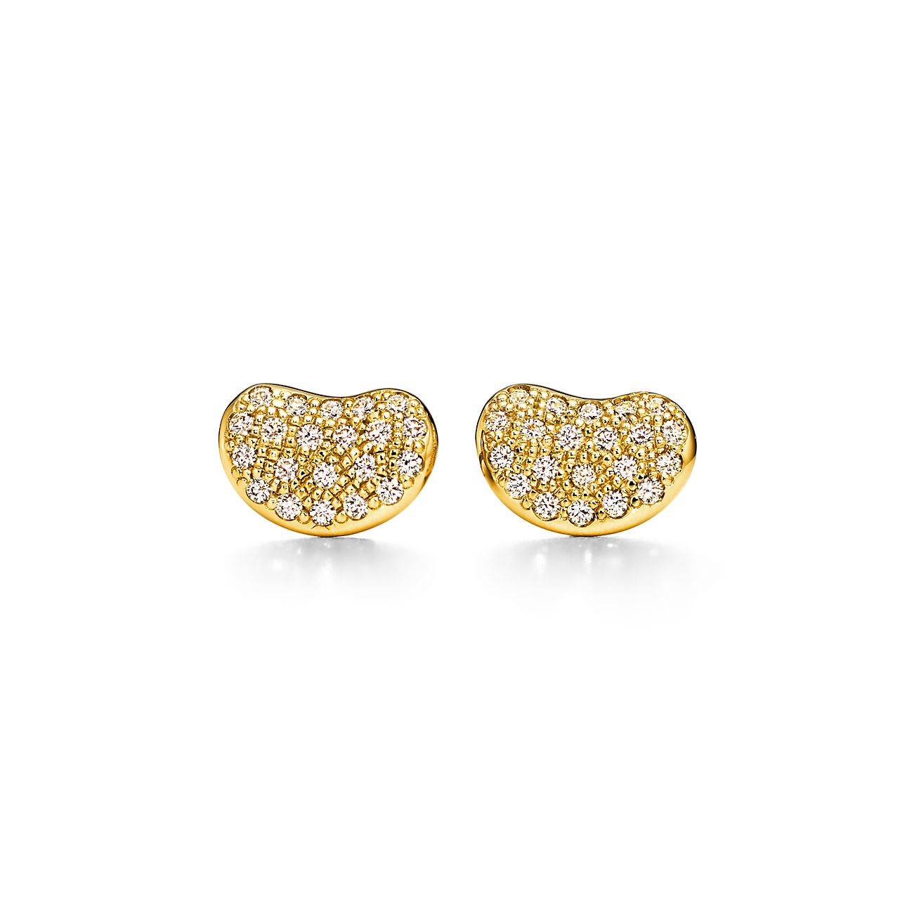 T*f*ny elsa peretti® bean® design earrings in yellow gold with pavÉ diamonds, 9 mm