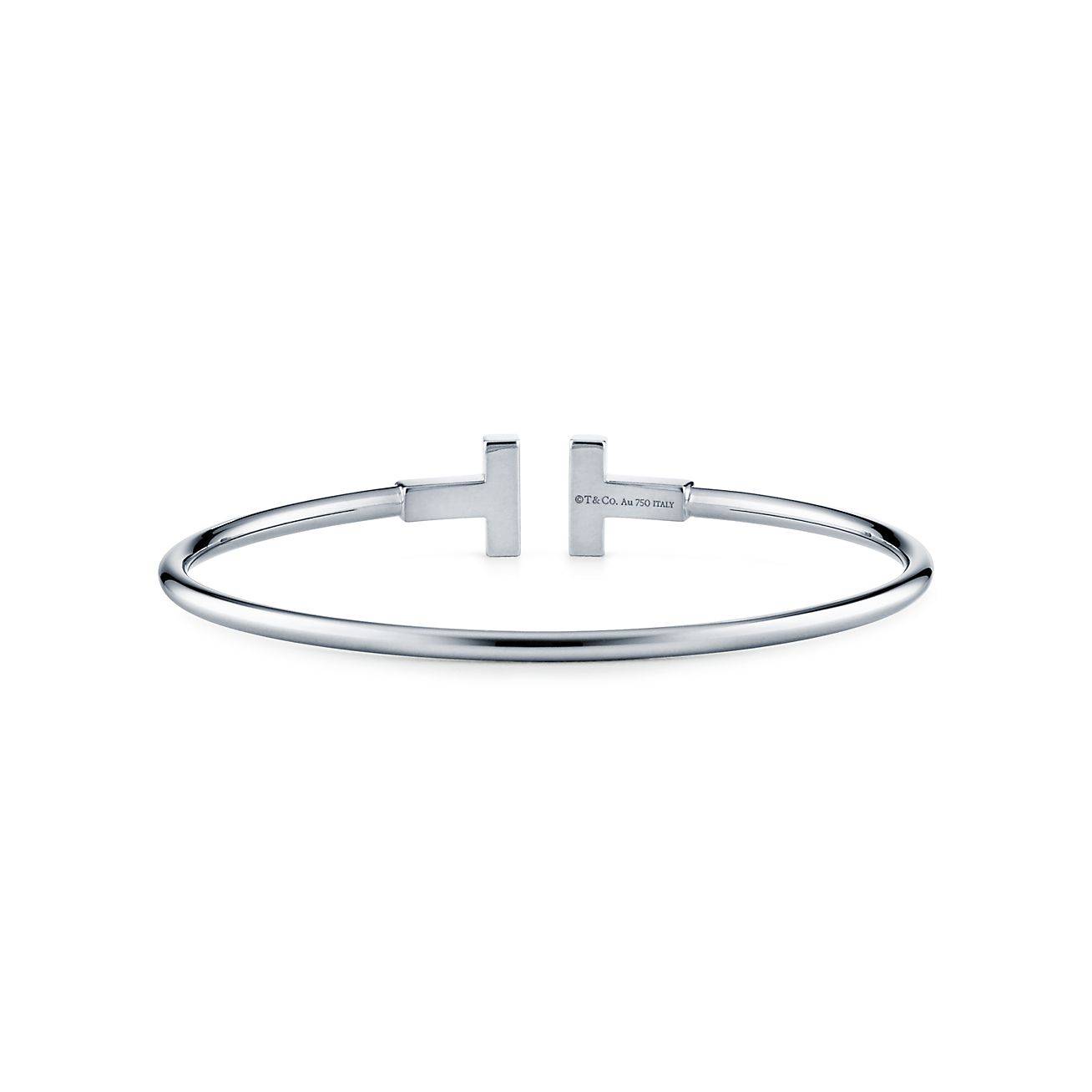 T*f*ny t wire bracelet in 18k white gold