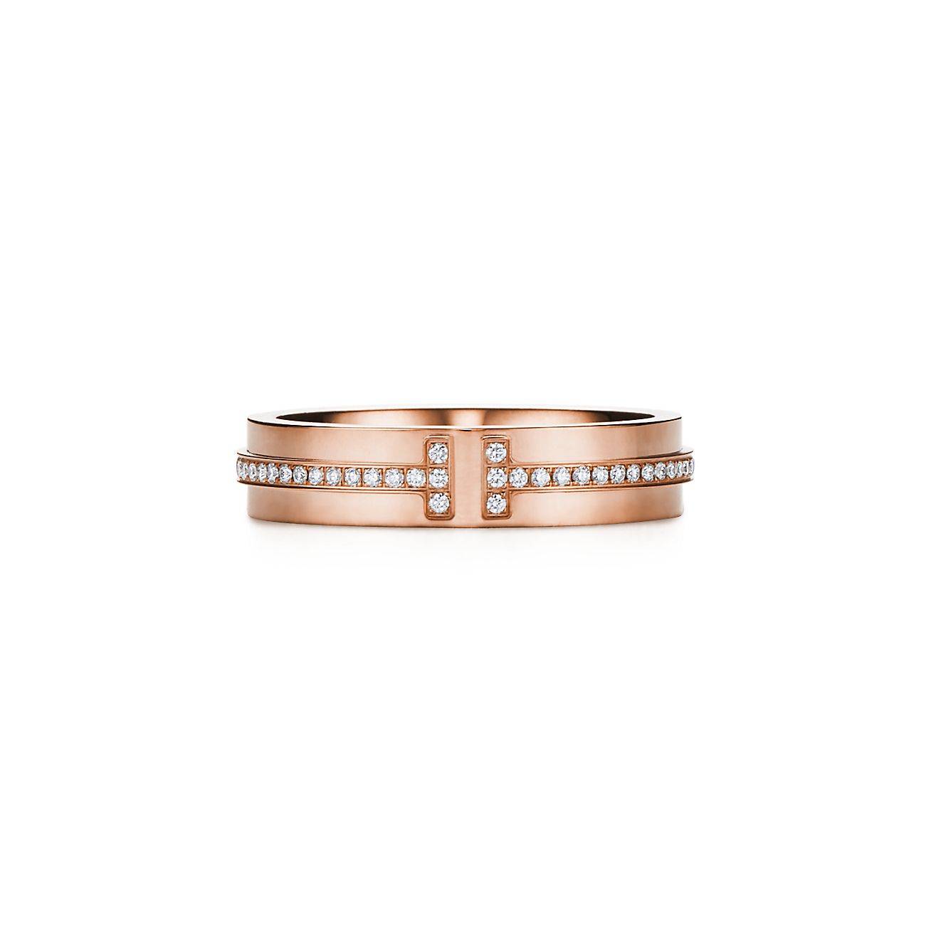 T*f*ny t narrow diamond ring in 18k rose gold