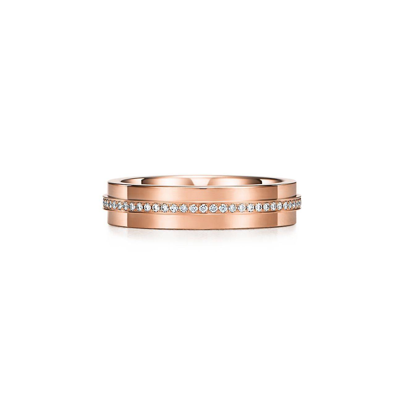 T*f*ny t narrow diamond ring in 18k rose gold