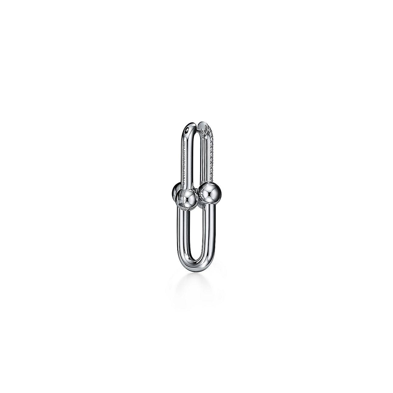 T*f*ny hardwear link earrings in white gold with pavÉ diamonds