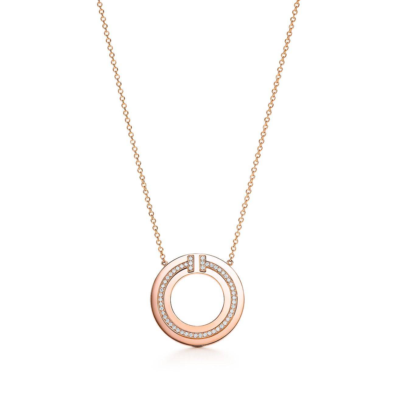 T*f*ny t diamond circle pendant in 18k rose gold