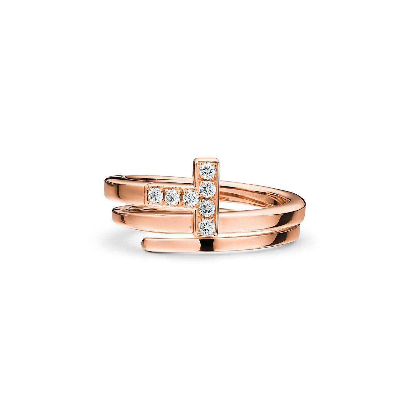 T*f*ny t diamond square wrap ring in 18k rose gold