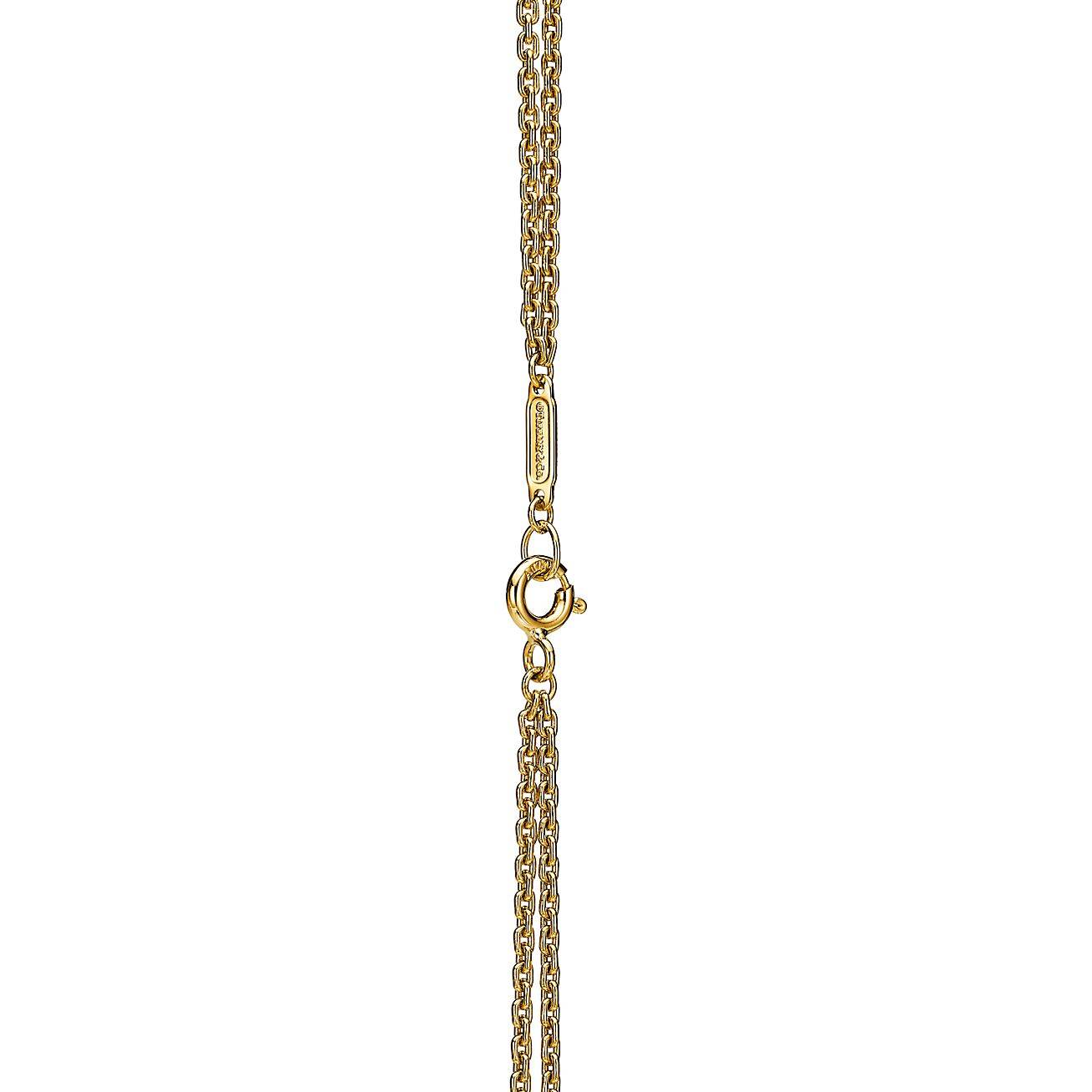 T*f*ny hardwear link pendant in yellow gold with pavÉ diamonds