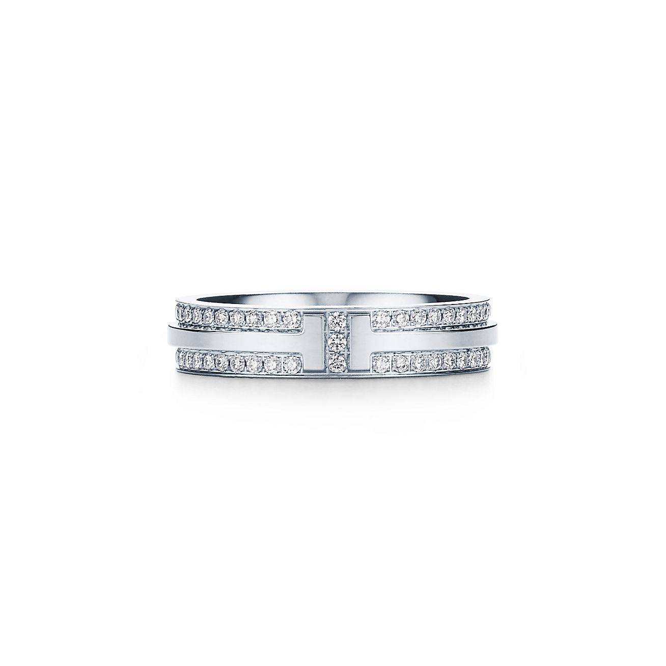 T*f*ny t narrow pavé diamond ring in 18k white gold