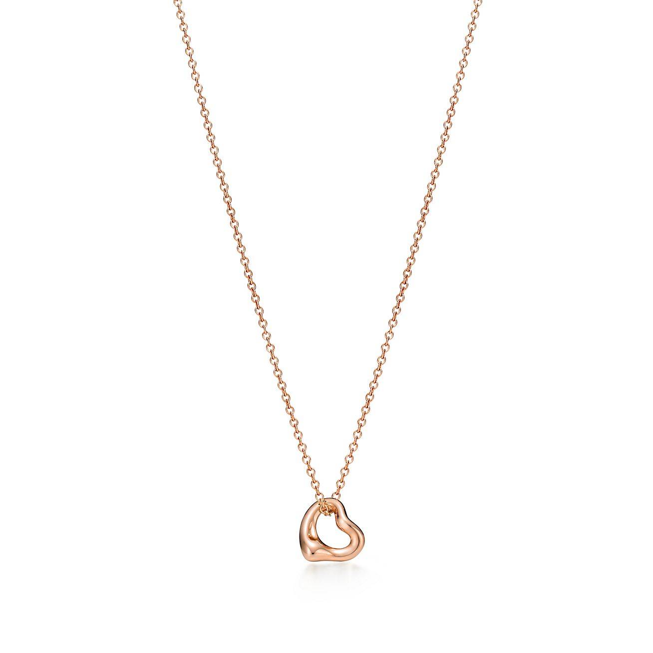 T*f*ny  elsa peretti® open heart pendant in rose gold, 7 mm