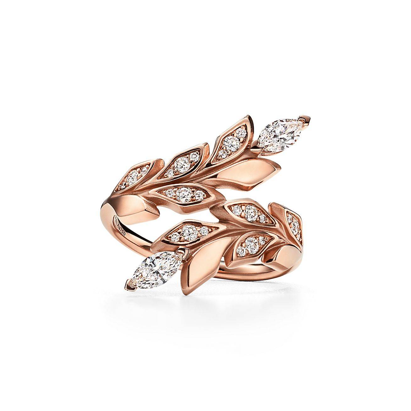 T*f*ny victoria® vine bypass ring in rose gold with diamonds