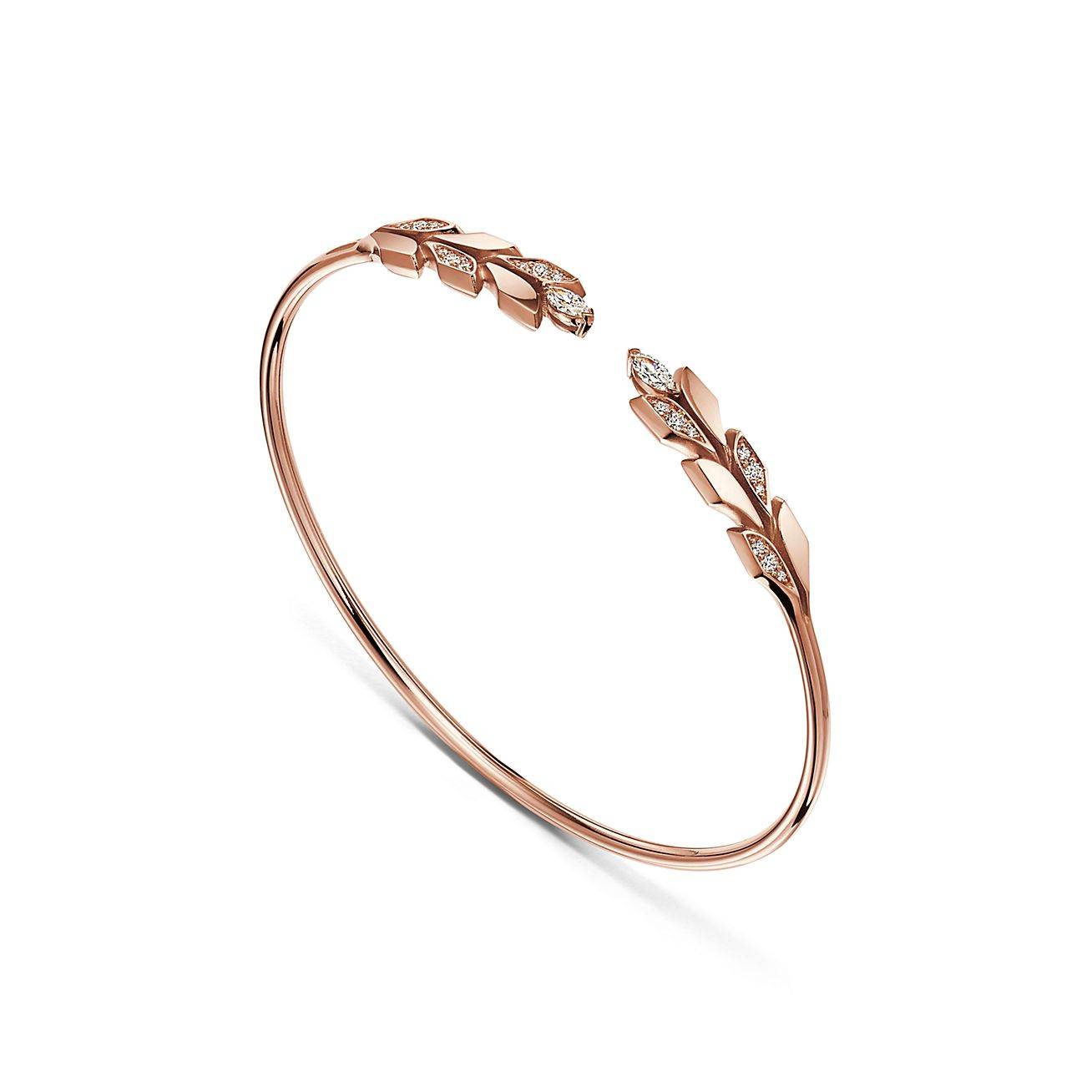 T*f*ny victoria® vine wire bracelet in rose gold with diamonds