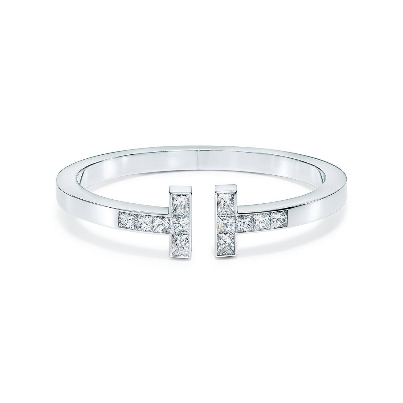 T*f*ny t princess-cut diamond square bracelet in 18k white gold